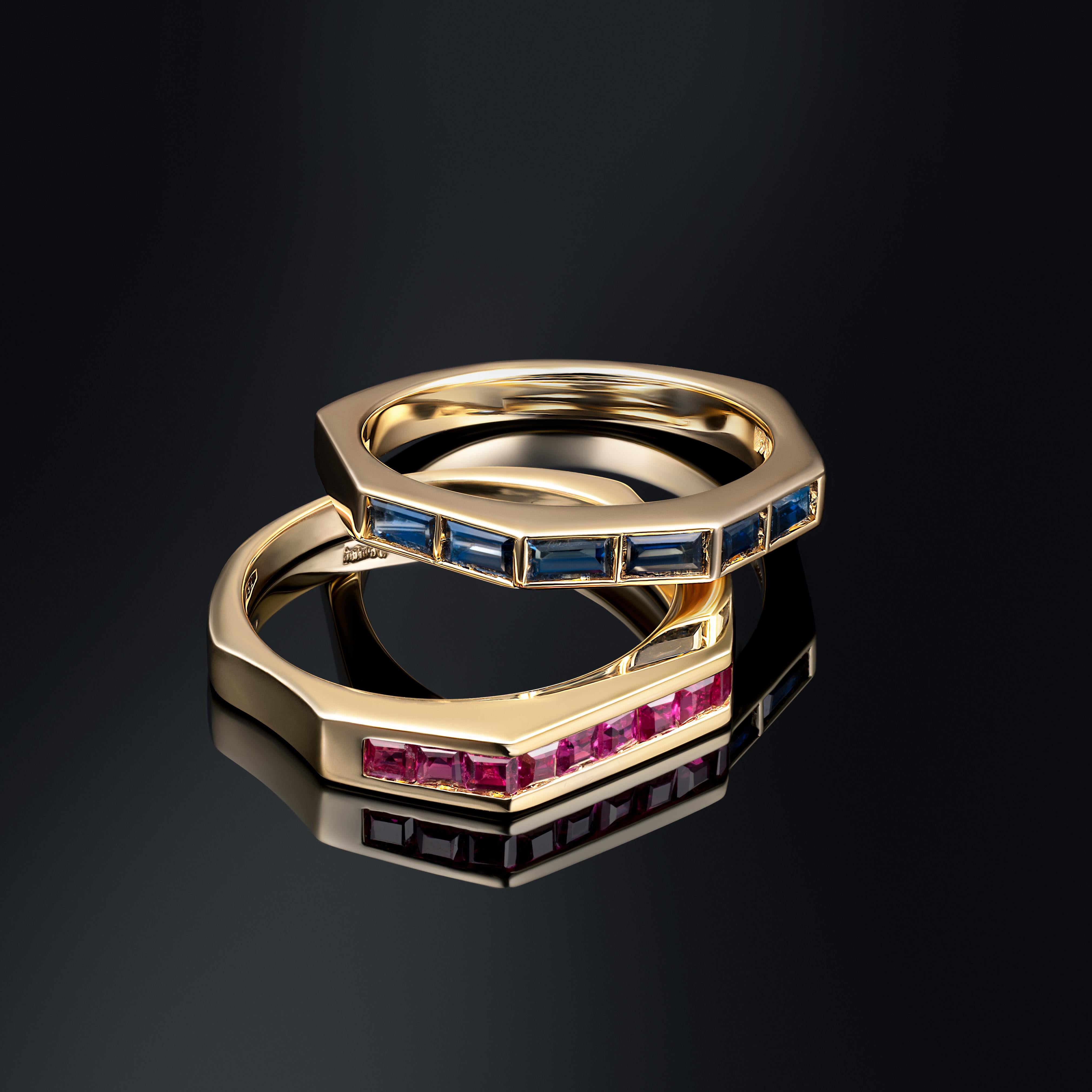 Princess Cut Vintage 1990's 18k Yellow Gold and Ruby Ring For Sale