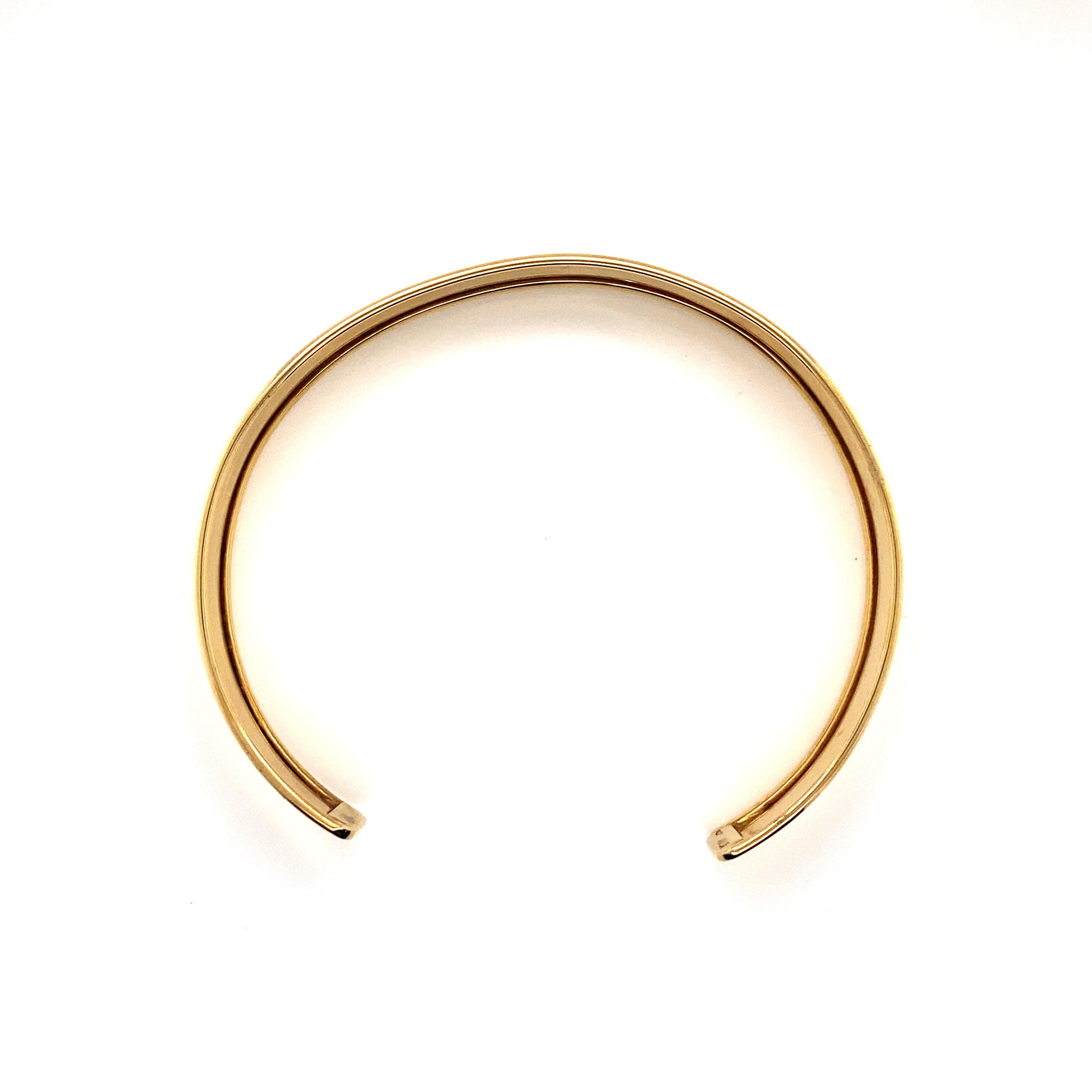 Contemporary Vintage 1990’s 18k yellow gold cuff bangle bracelet 