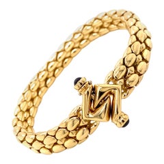 Retro 1990's 18k Yellow Gold Italian Made Snake Skin Design Bracelet