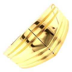 Vintage 1990’s 18k Yellow Gold Wide Angular Cuff Bangle
