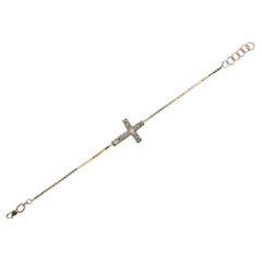 Vintage 1990 3/4 Carat Diamond 14k Gold Cross Bracelet