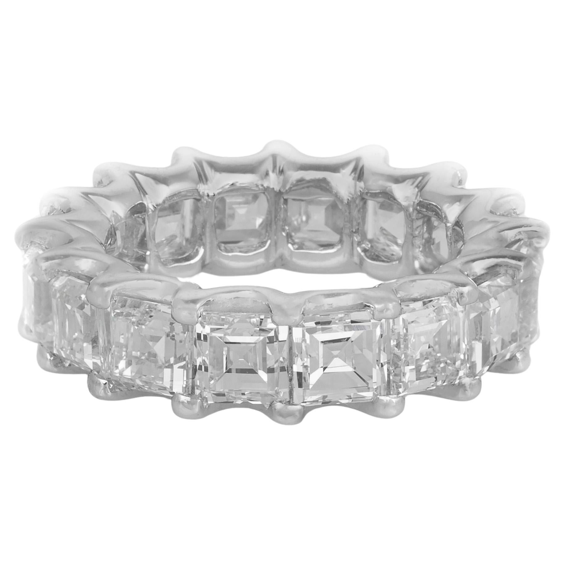 Vintage 1990s 7.09 Carat Asscher Cut Diamonds Eternity Band