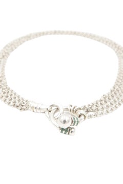 Collier vintage des années 1990 en argent sterling 925, à plusieurs rangs, mailles maillées, avec fermoir à bascule