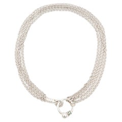 Collier vintage des années 1990 en argent sterling 925, à plusieurs rangs, mailles maillées, avec fermoir à bascule