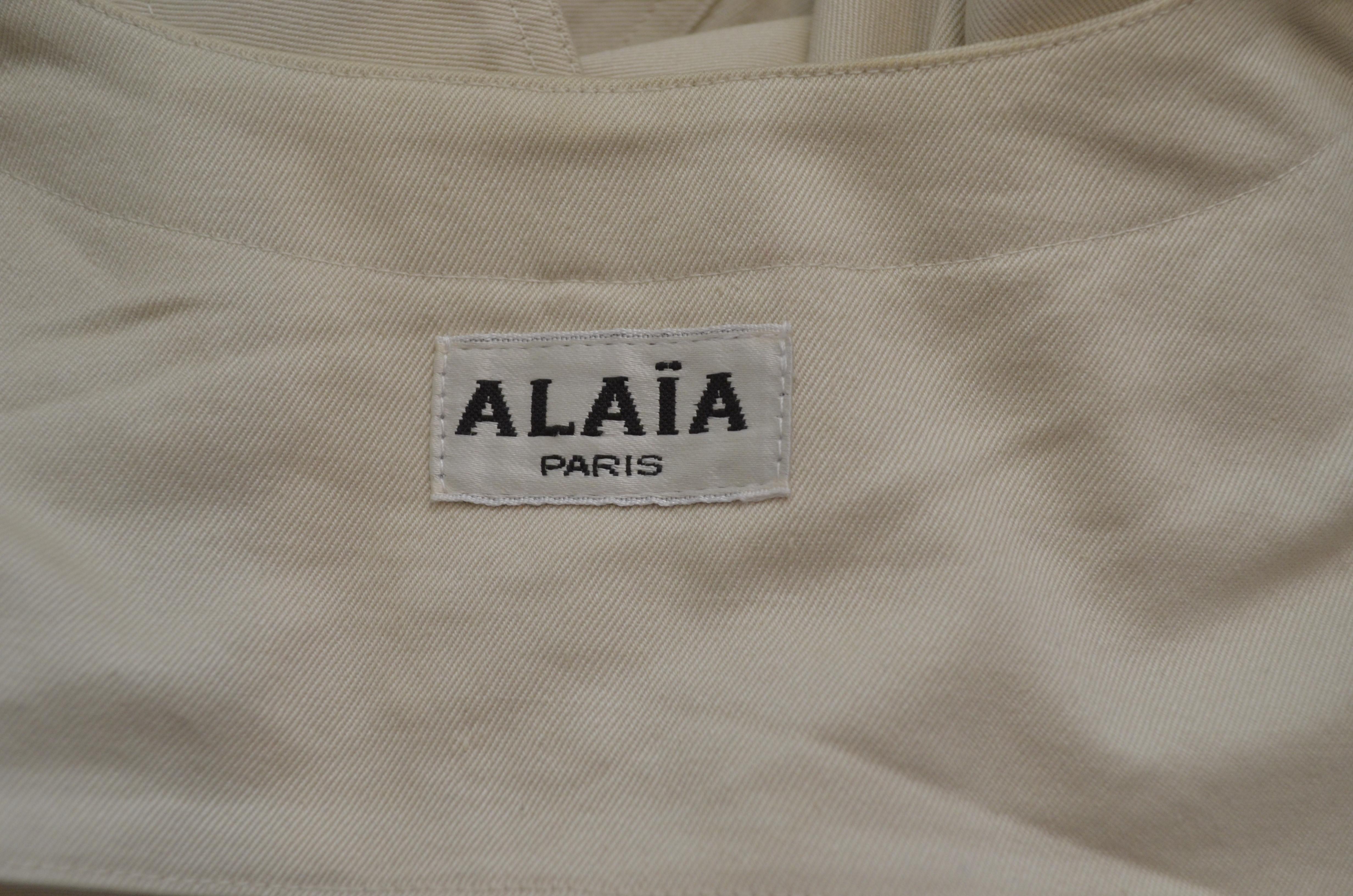 Beige Vintage 1990's Alaia Khaki Belted Jacket