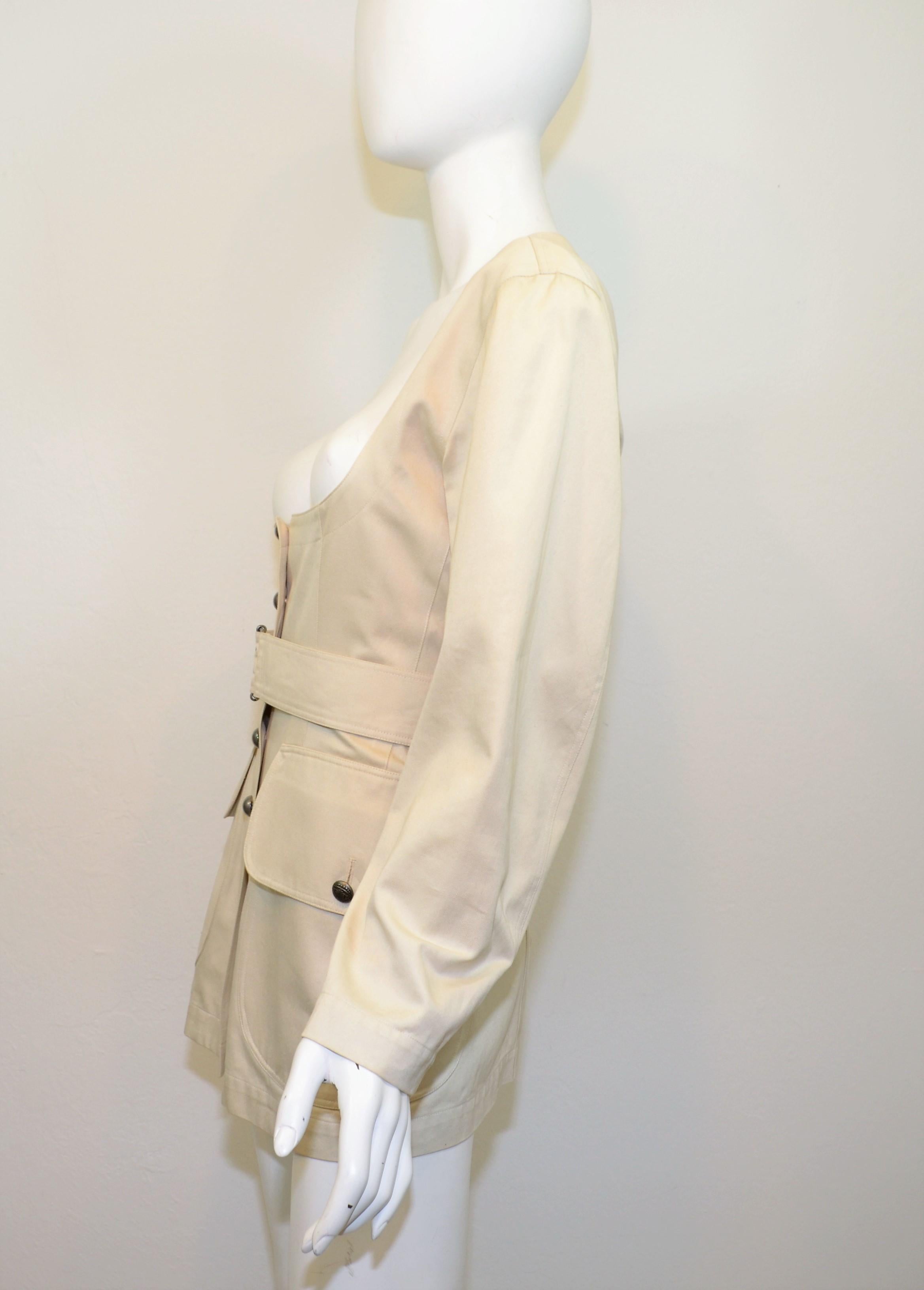 Vintage 1990's Alaia Khaki Belted Jacket 2