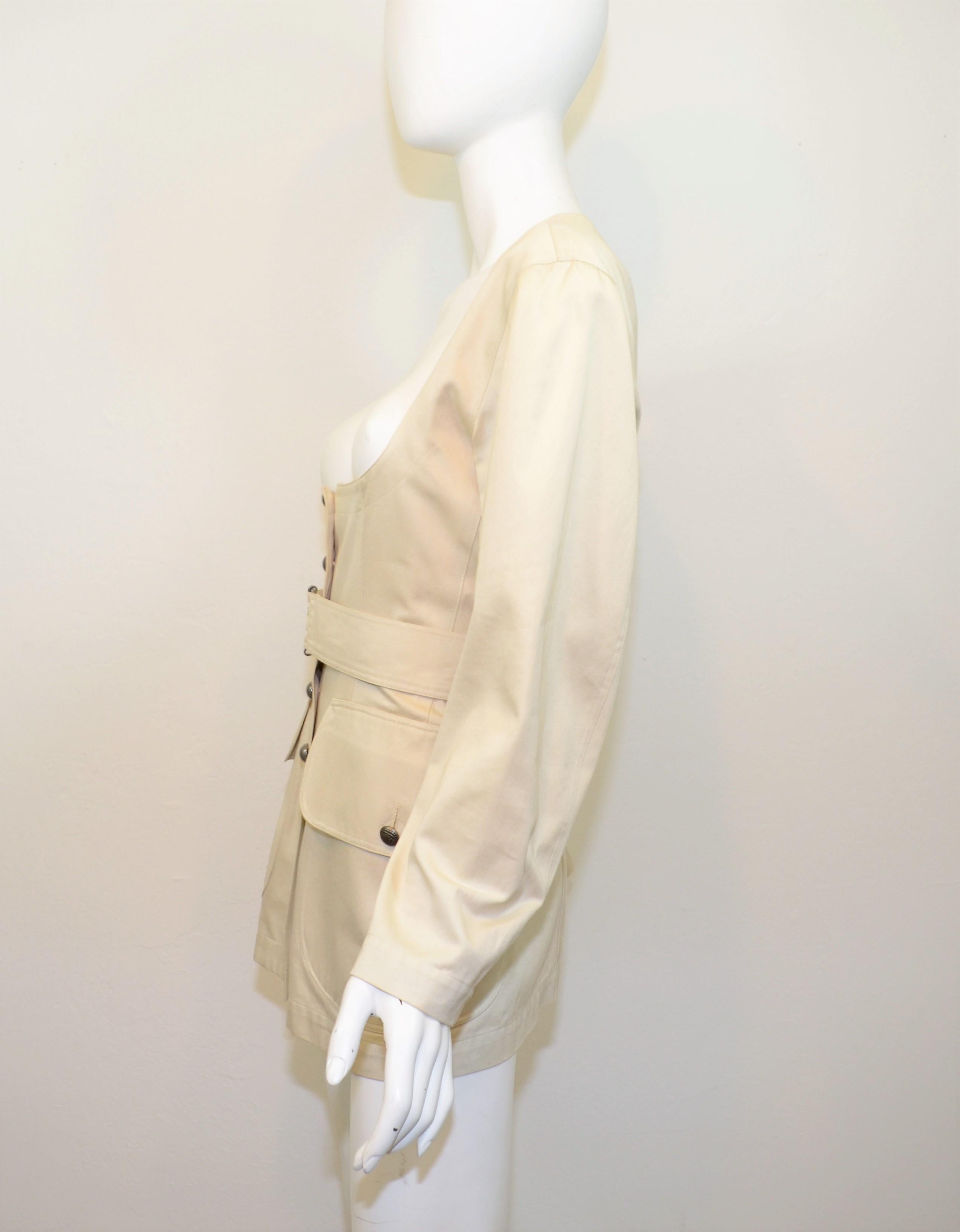Vintage 1990's Alaia Khaki Belted Jacket 3