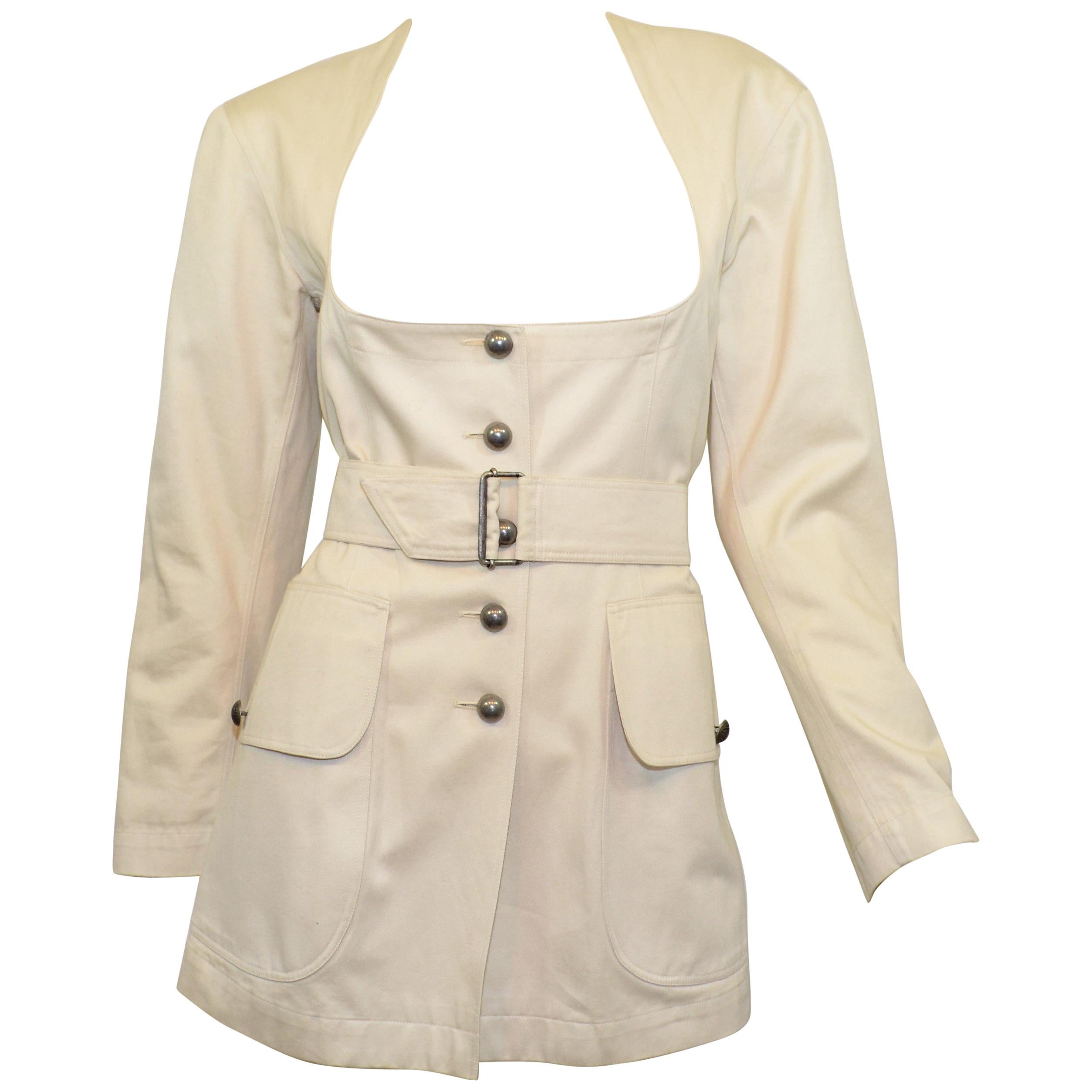 Vintage 1990's Alaia Khaki Belted Jacket