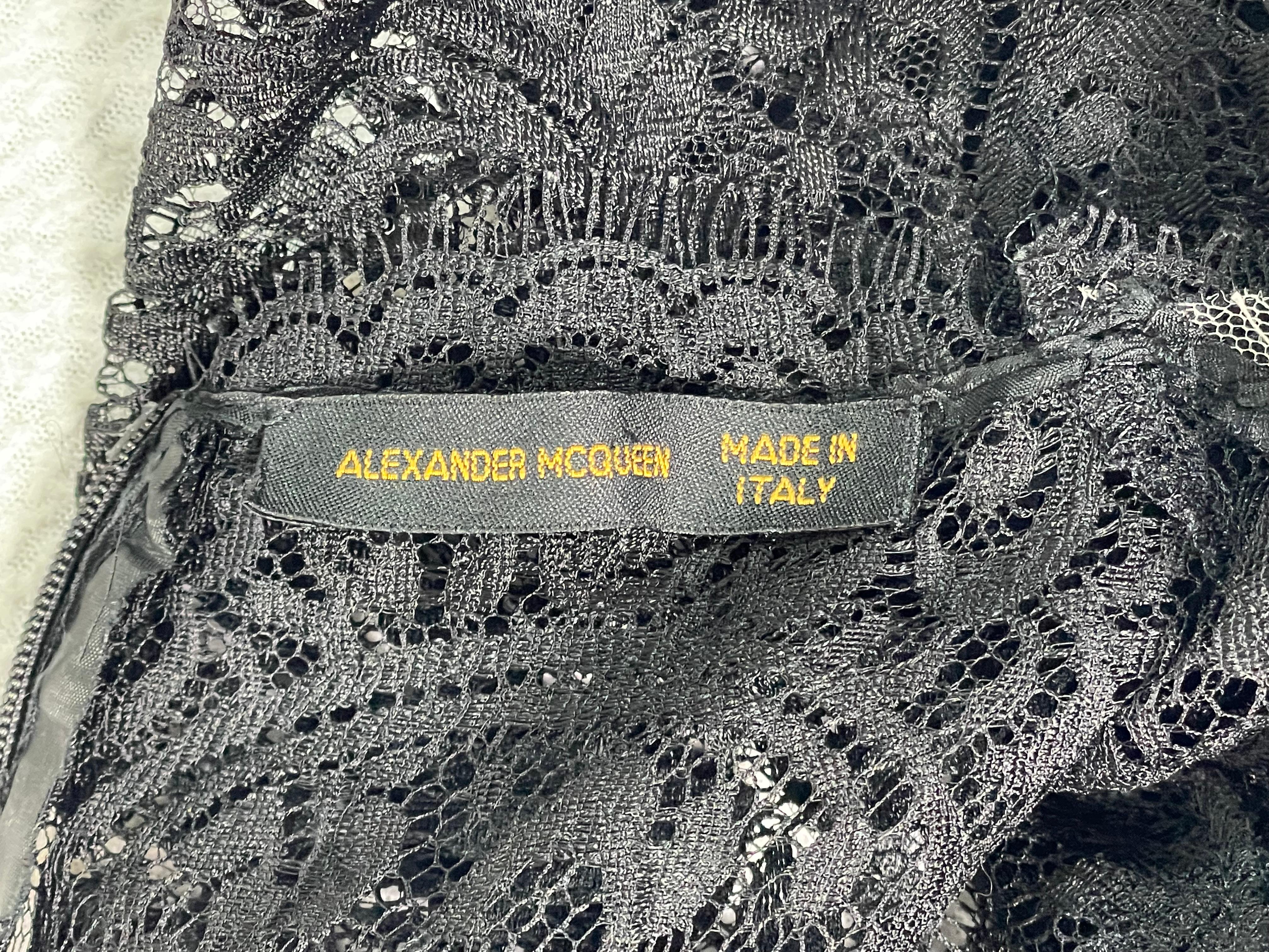 Vintage 1990's Alexander McQueen Sheer Black Lace Plunging Front Jumpsuit 2