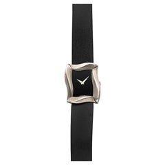 Vintage 1990s Angela Cummings Dress Sterling Silver Black Dial Quartz 24mm