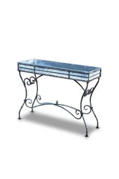 Vintage 1990s Arras-Style Tall Weathered Metal Garden Planter Stand