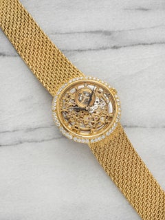 Vintage 1990s Audemars Piguet Skeleton 18K YG Diamond Bezel Auto 35mm