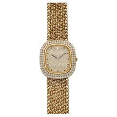 Vintage 1990s Audemars Piguet Yellow Gold 14720BA Manual Pavé Ruby Dial 34mm