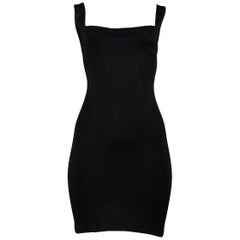 Vintage 1990s Azzedine Alaia Black Racerback Bodycon Mini Dress