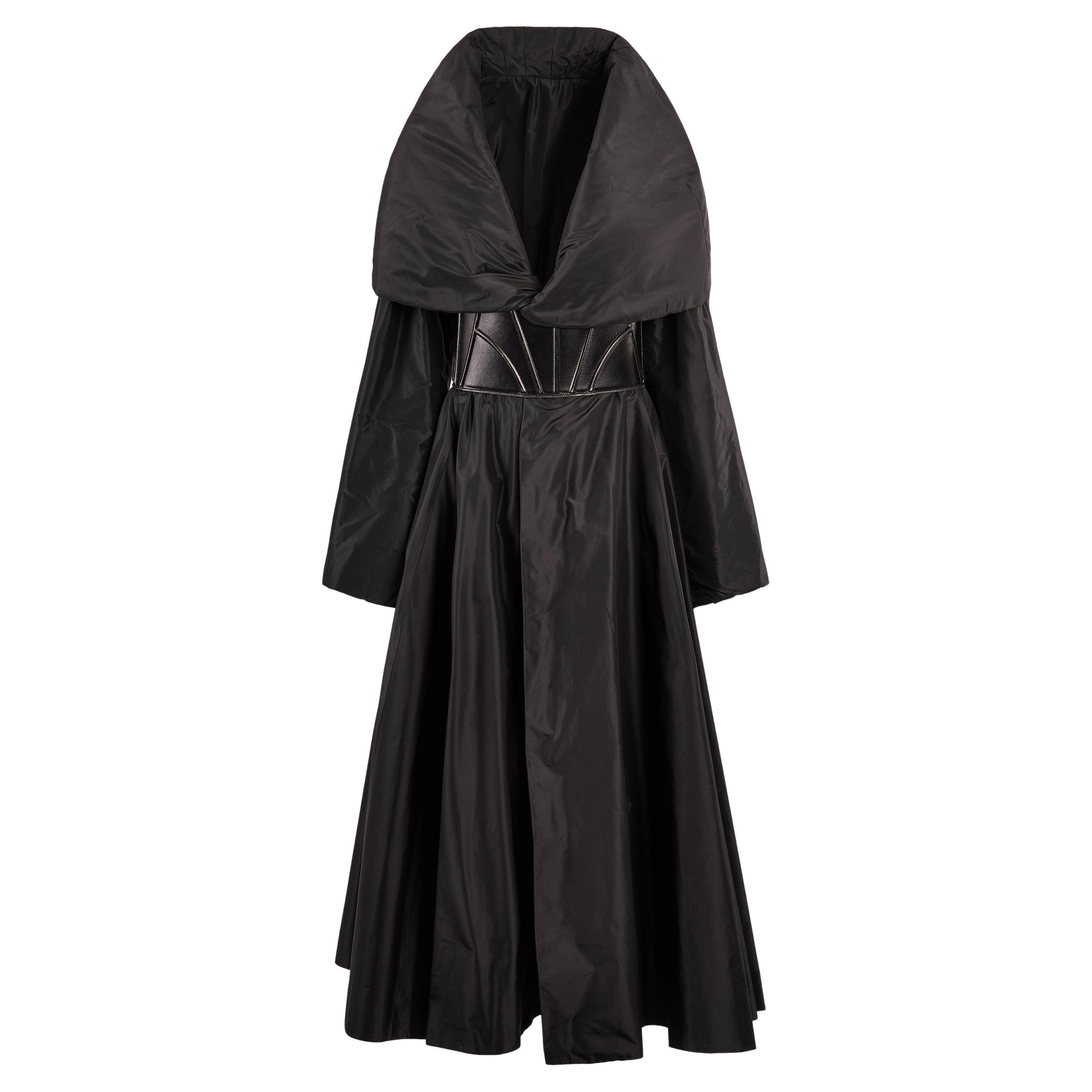 Vintage 1990's Azzedine Alaïa Gepolsterter Schalkragen Langer Mantel