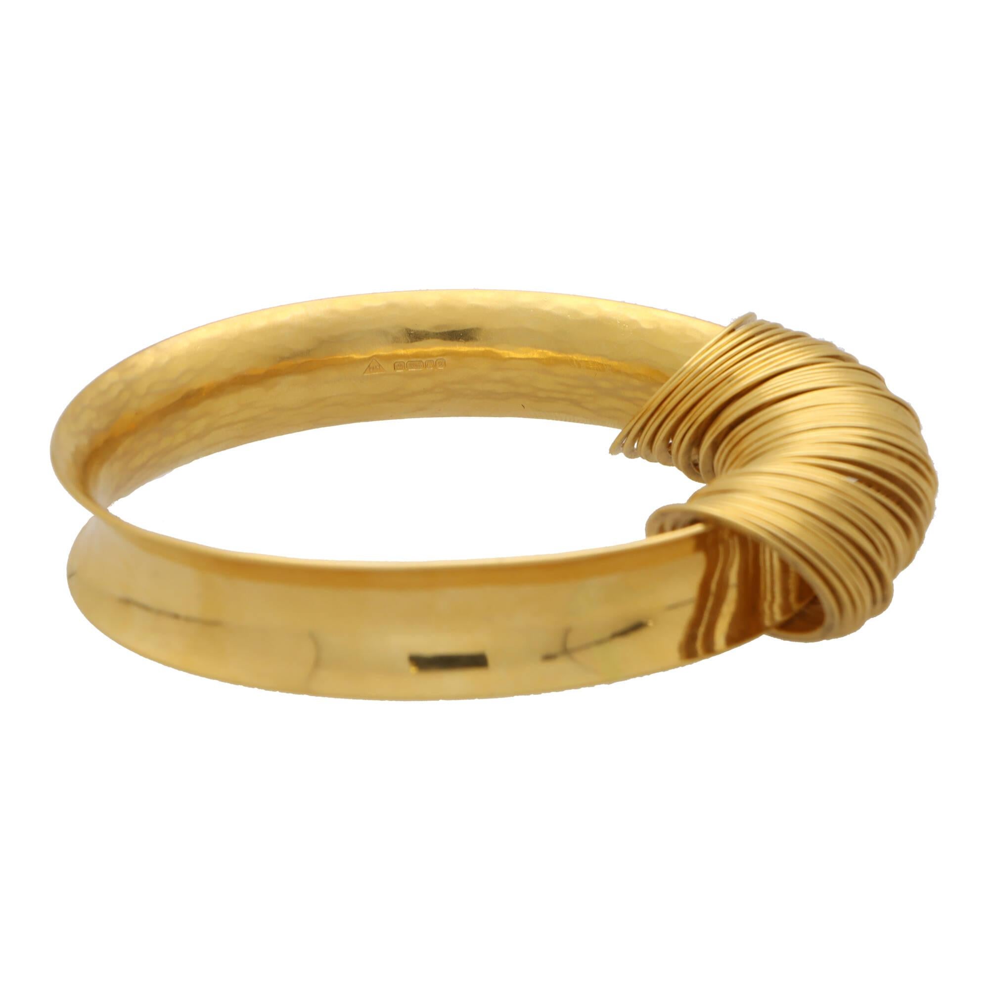 Women's or Men's Vintage 1990's Bangle with Hanging Circle Motifs in 22k Yellow Gold For Sale