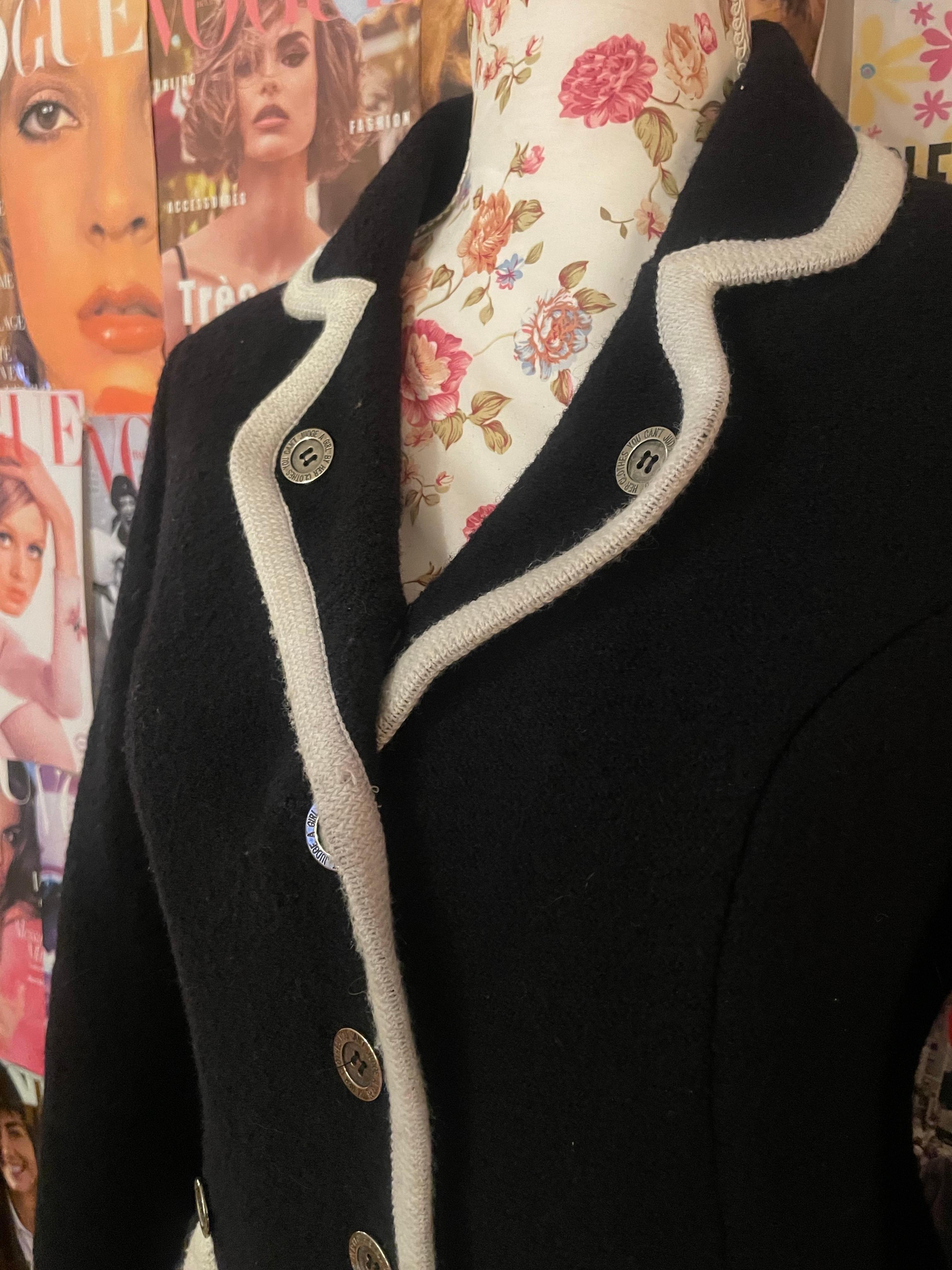 Vintage 1990s black and white wool suit  Moschino Cheap & Chic For Sale 1