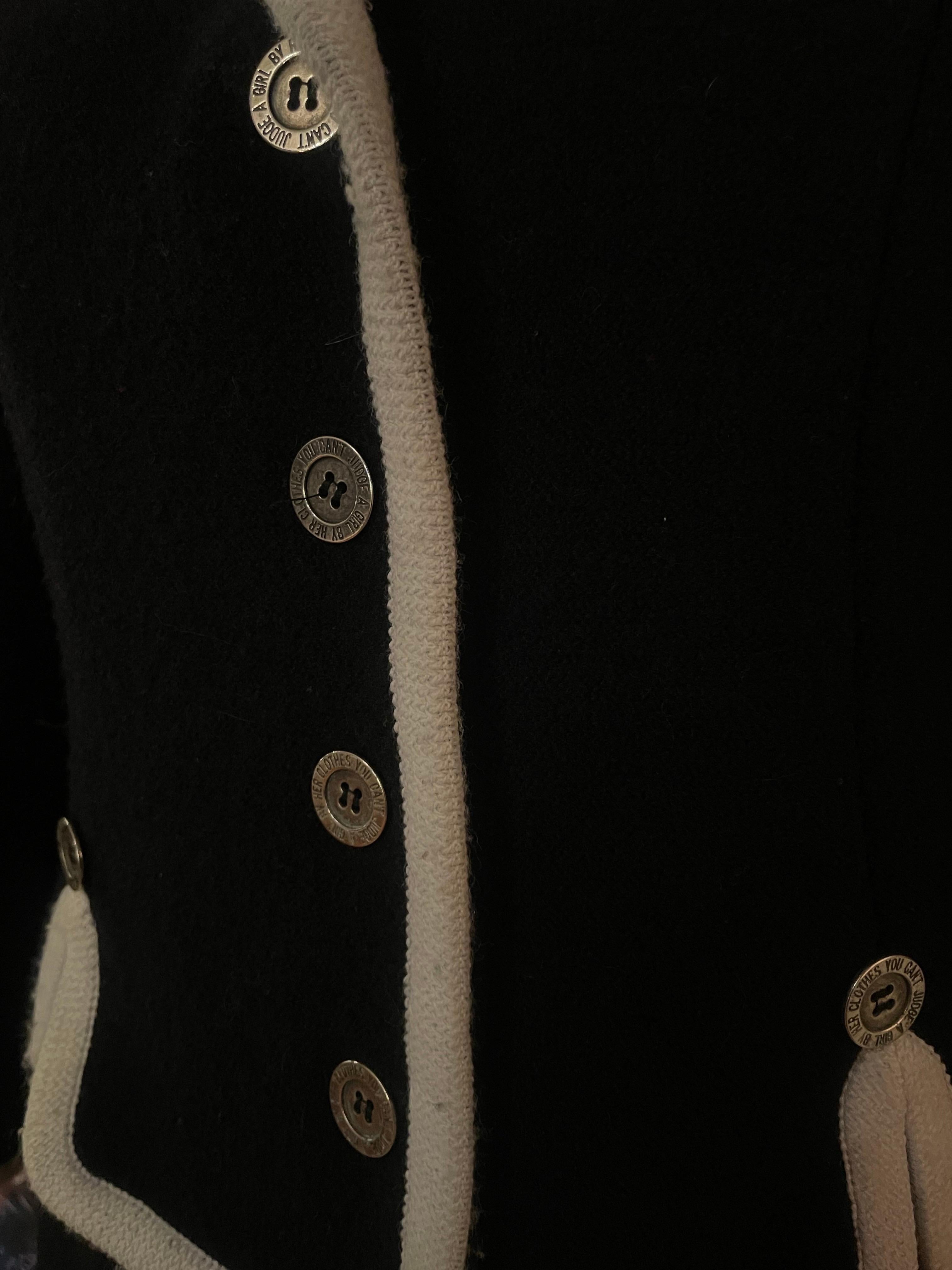 Vintage 1990s black and white wool suit  Moschino Cheap & Chic For Sale 2