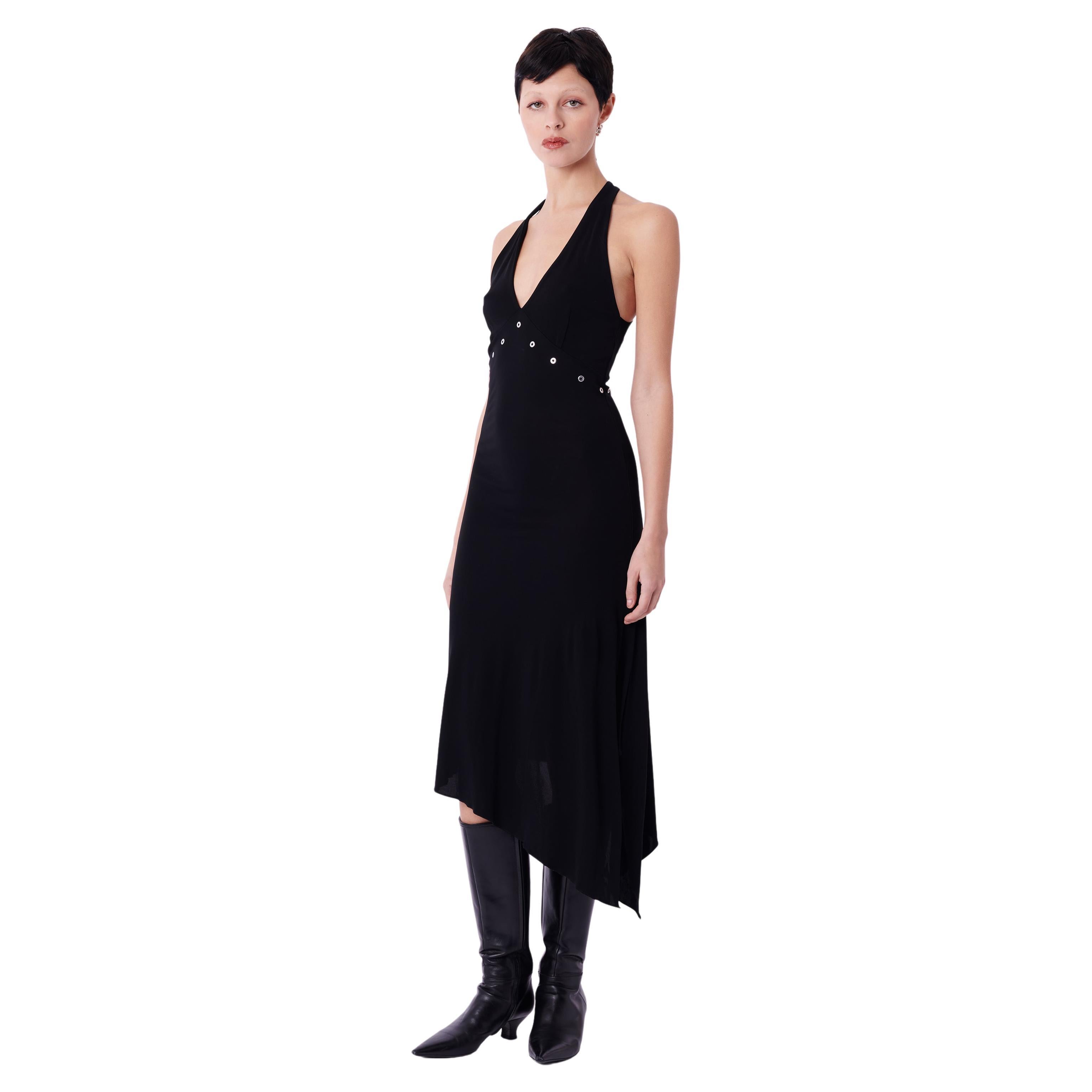 Abito asimmetrico nero vintage Mugler anni '90 in vendita
