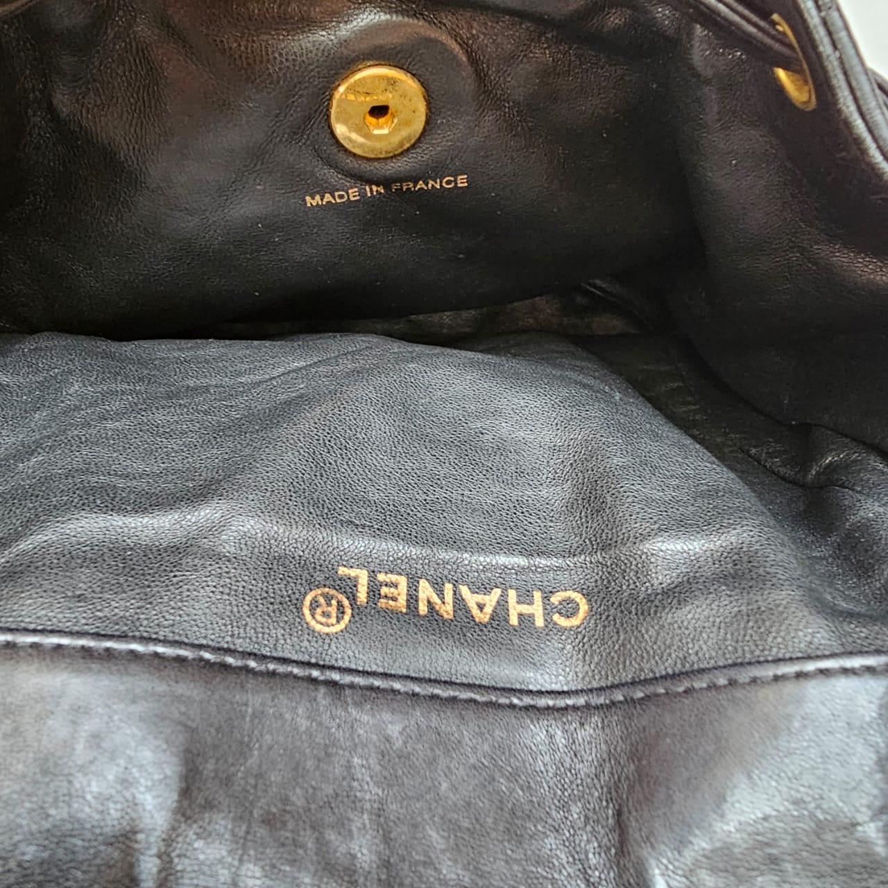 Vintage 1990s Black Lambskin Quilted Duma Backpack 7