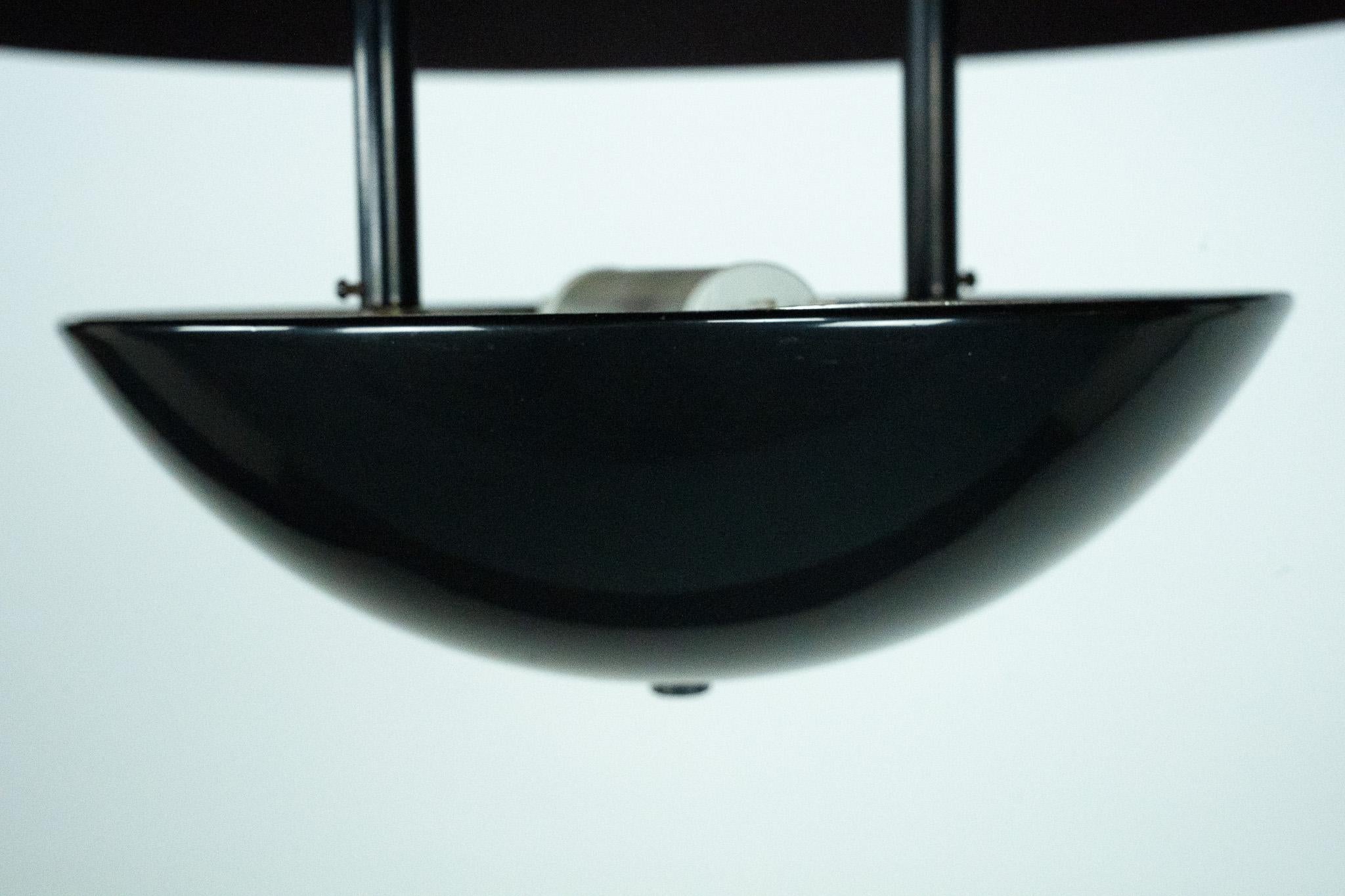 Vintage 1990s Black Pendant Lamp with Glass Top Shade. Italy en vente 5