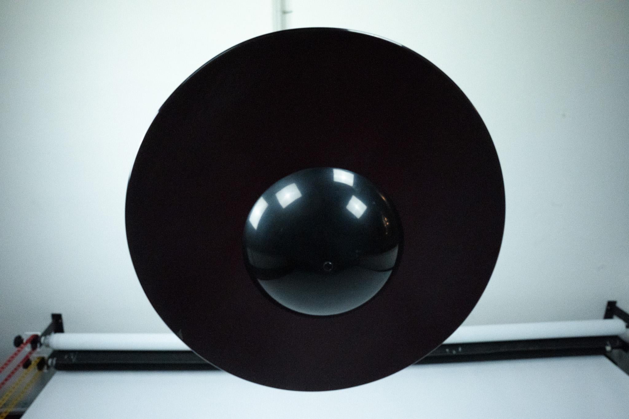Métal Vintage 1990s Black Pendant Lamp with Glass Top Shade. Italy en vente