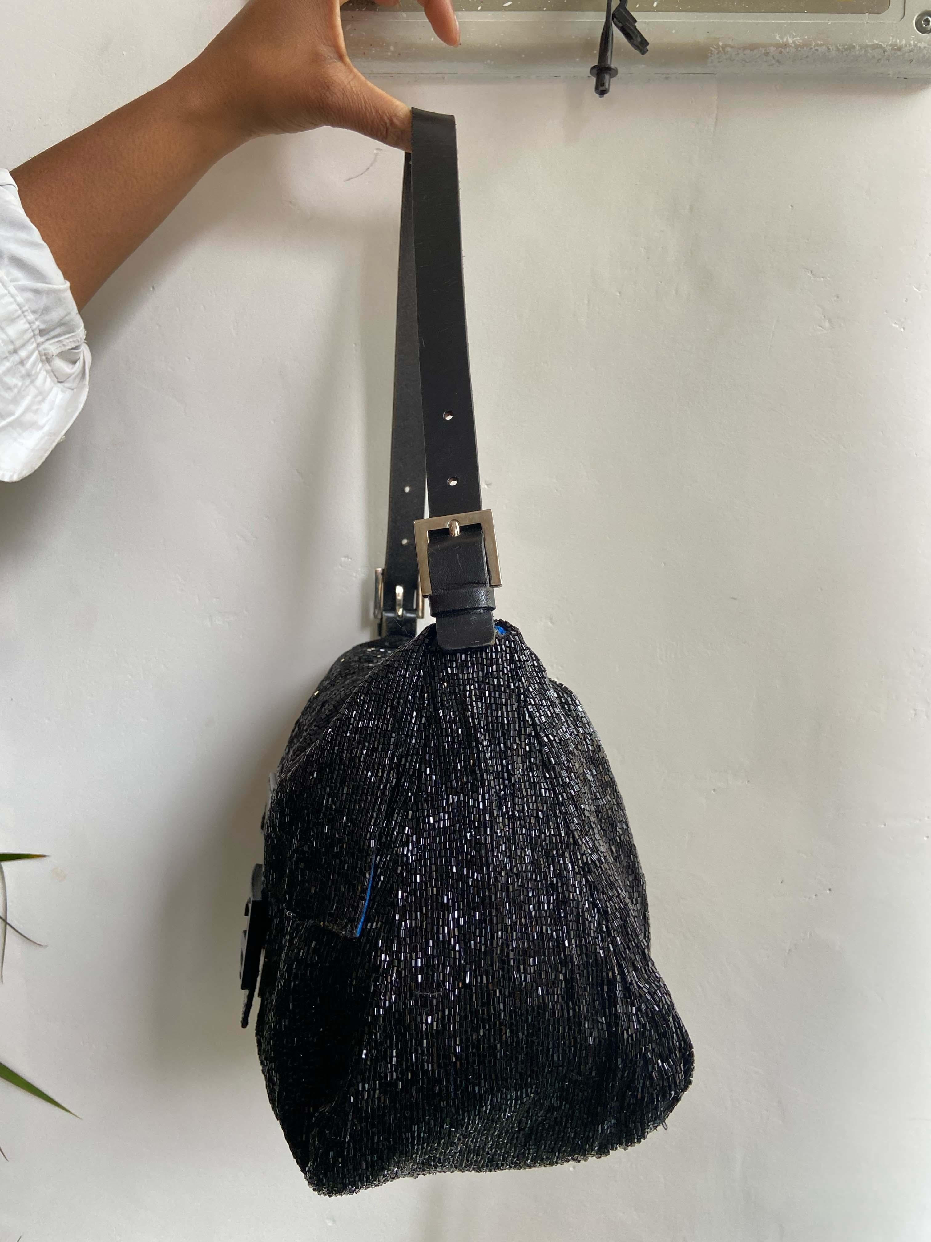 Vintage 1990’s Black Sequins Mamma Bag In Excellent Condition For Sale In London, GB