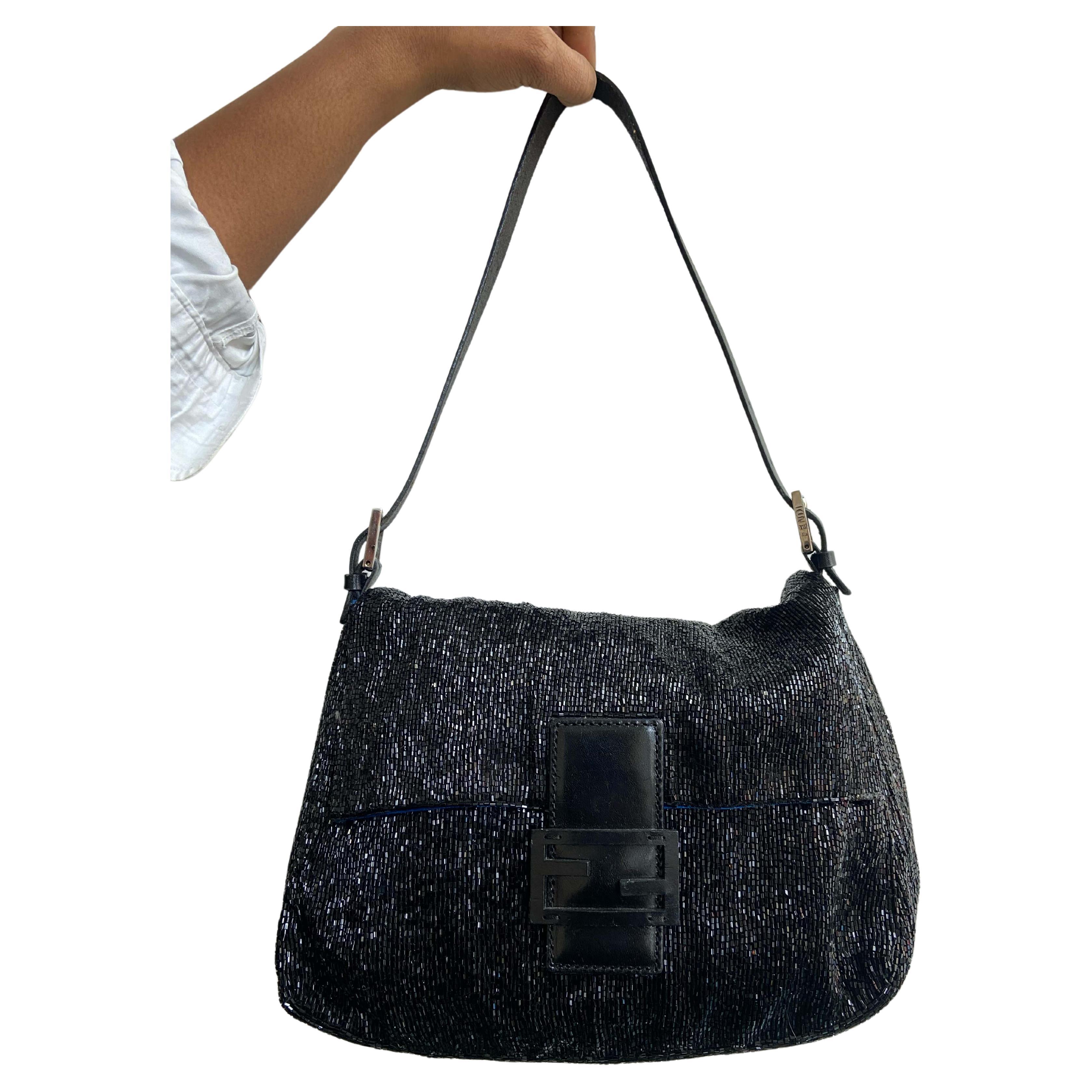 Vintage 1990's Black Sequins Mamma Bag en vente
