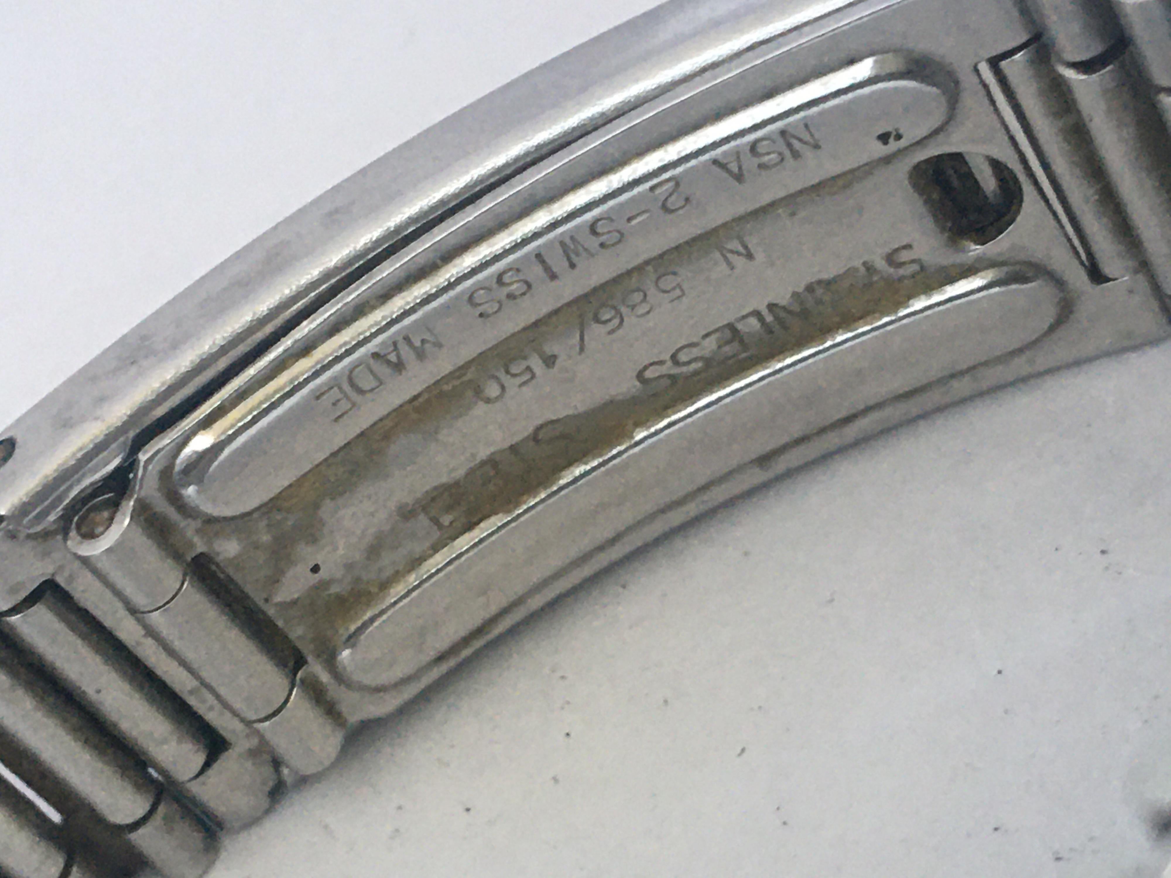 Vintage 1990s Blue Dial Stainless Steel Battery Operated TISSOT Seastar Watch For Sale 3