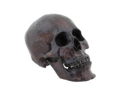 Vintage 1990S Bronze Human Skull Sculpture