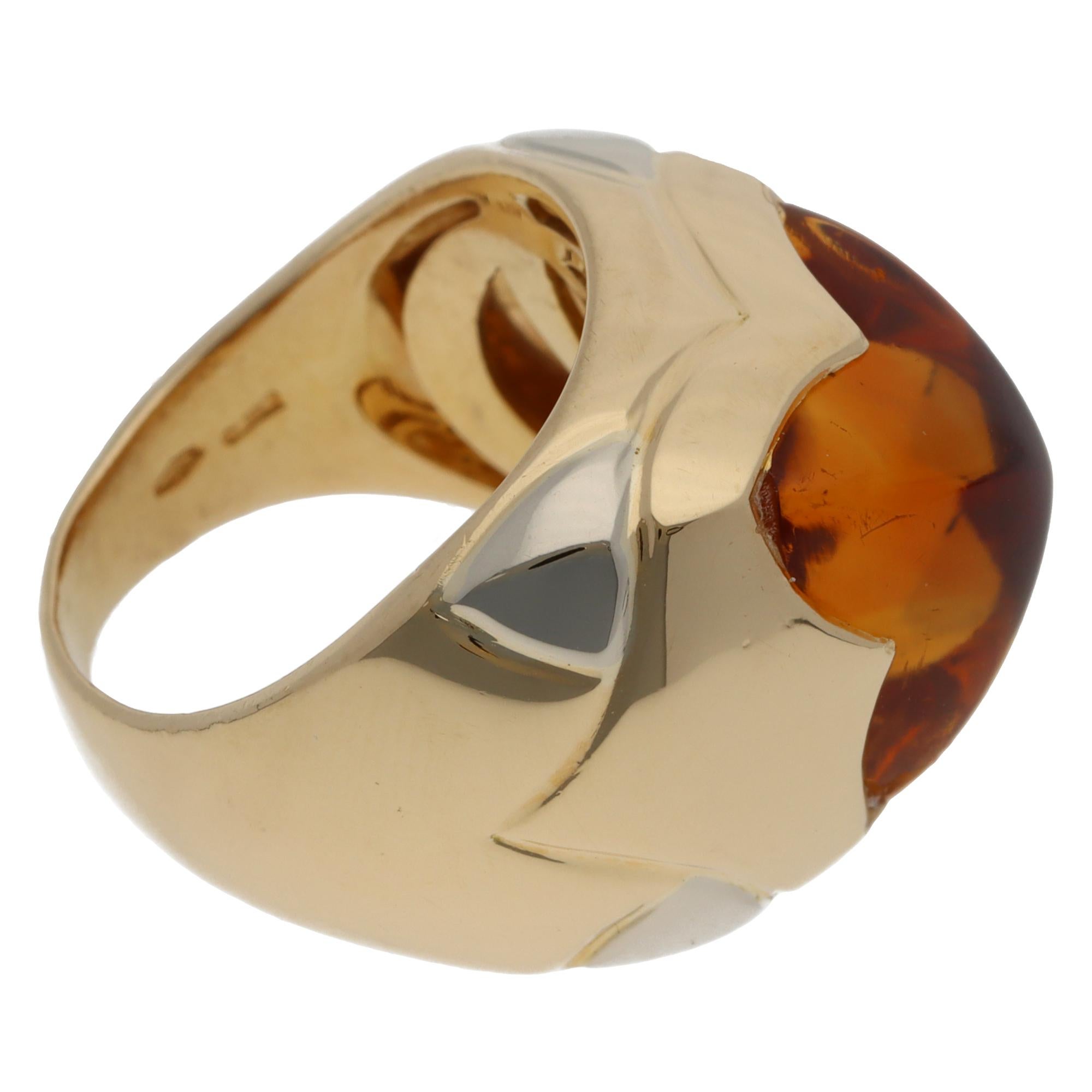 Modern Vintage 1990s Bulgari Pyramid Citrine Ring For Sale