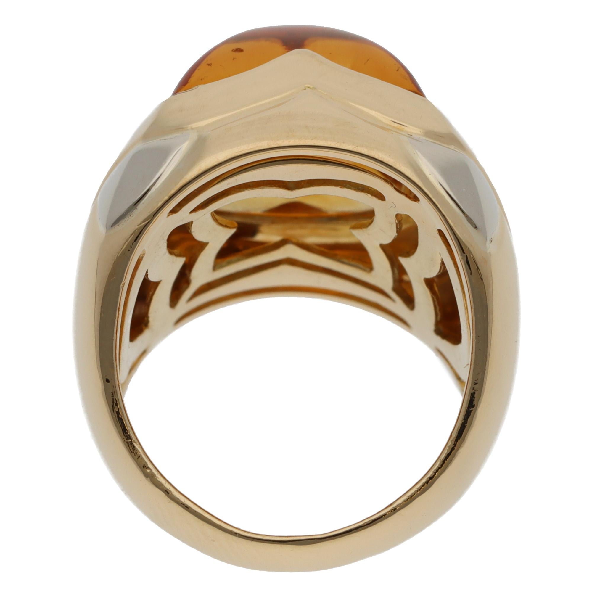 Cabochon Vintage 1990s Bulgari Pyramid Citrine Ring For Sale