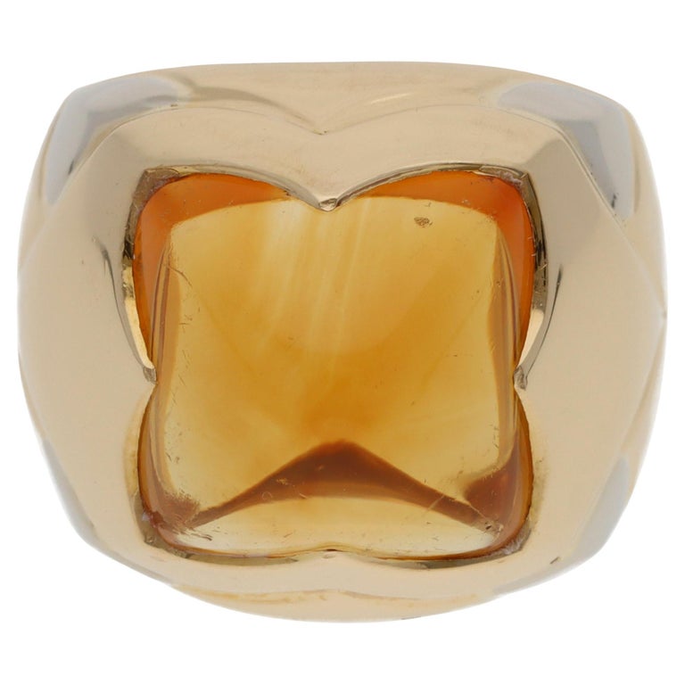 Vintage 1990s Bulgari Pyramid Citrine Ring For Sale at 1stDibs