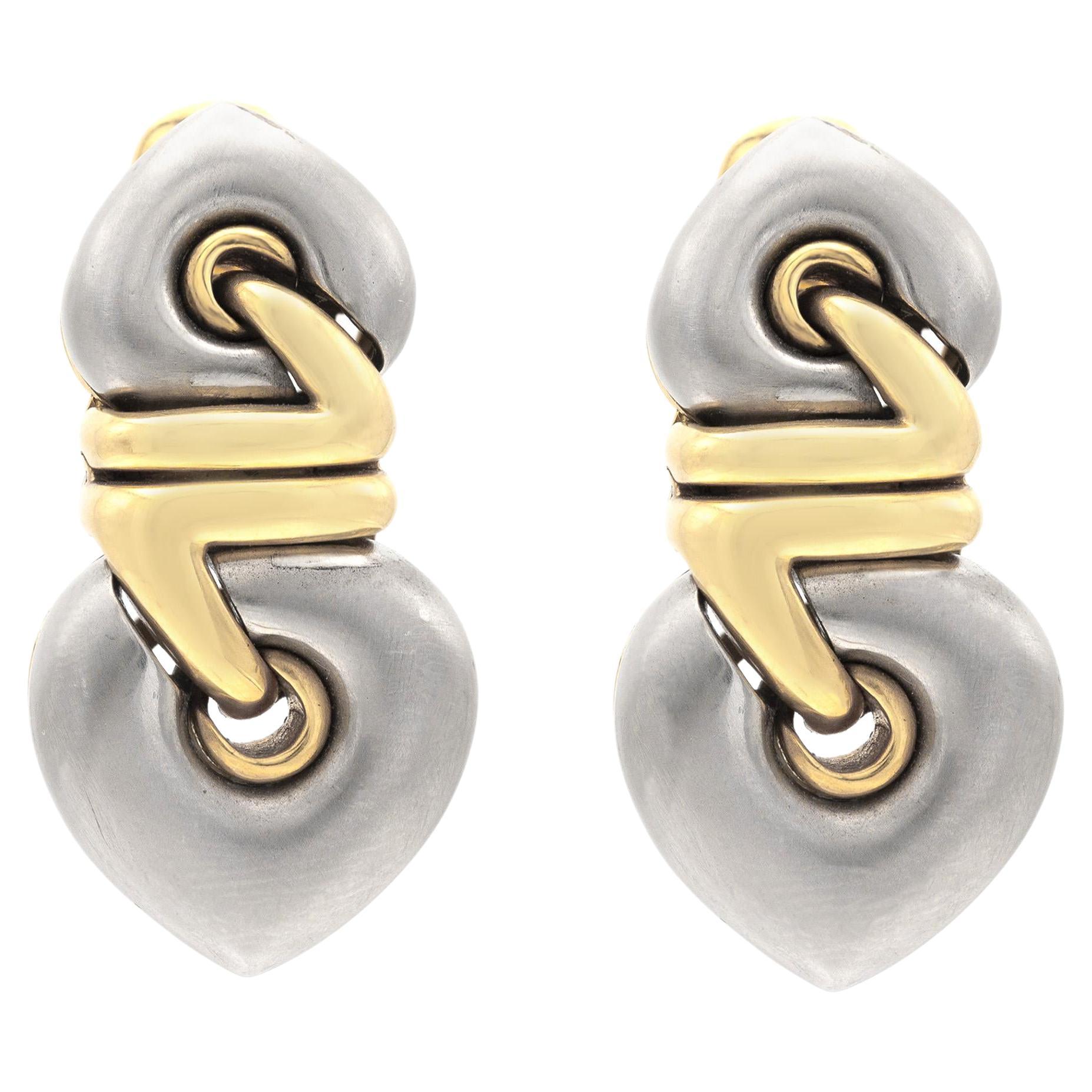Pendientes Vintage 1990s Bvlgari Roma Doppio Cuore en venta