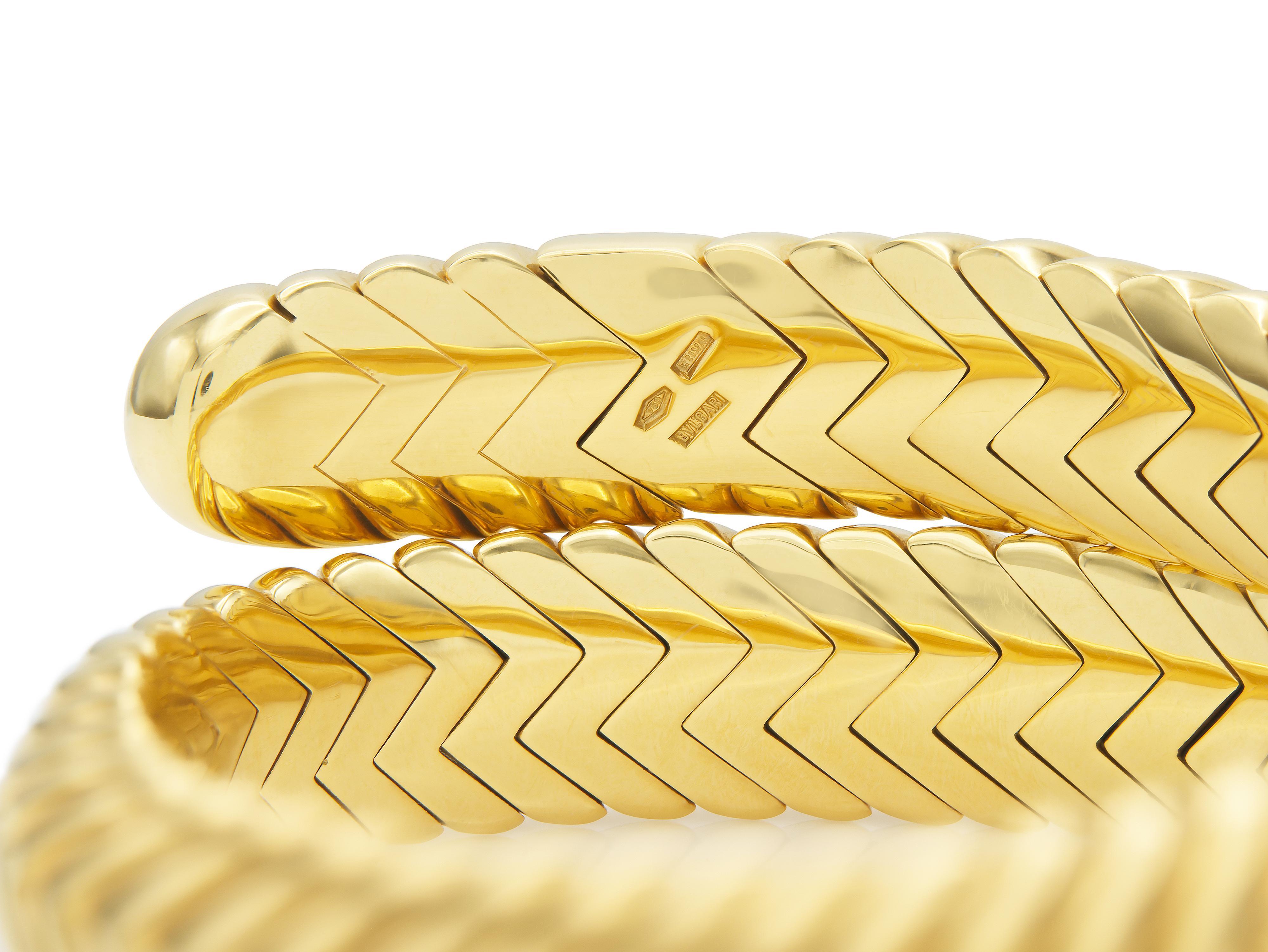 Vintage 1990 Bvlgari Spiga Wrap Bracelet en vente 1