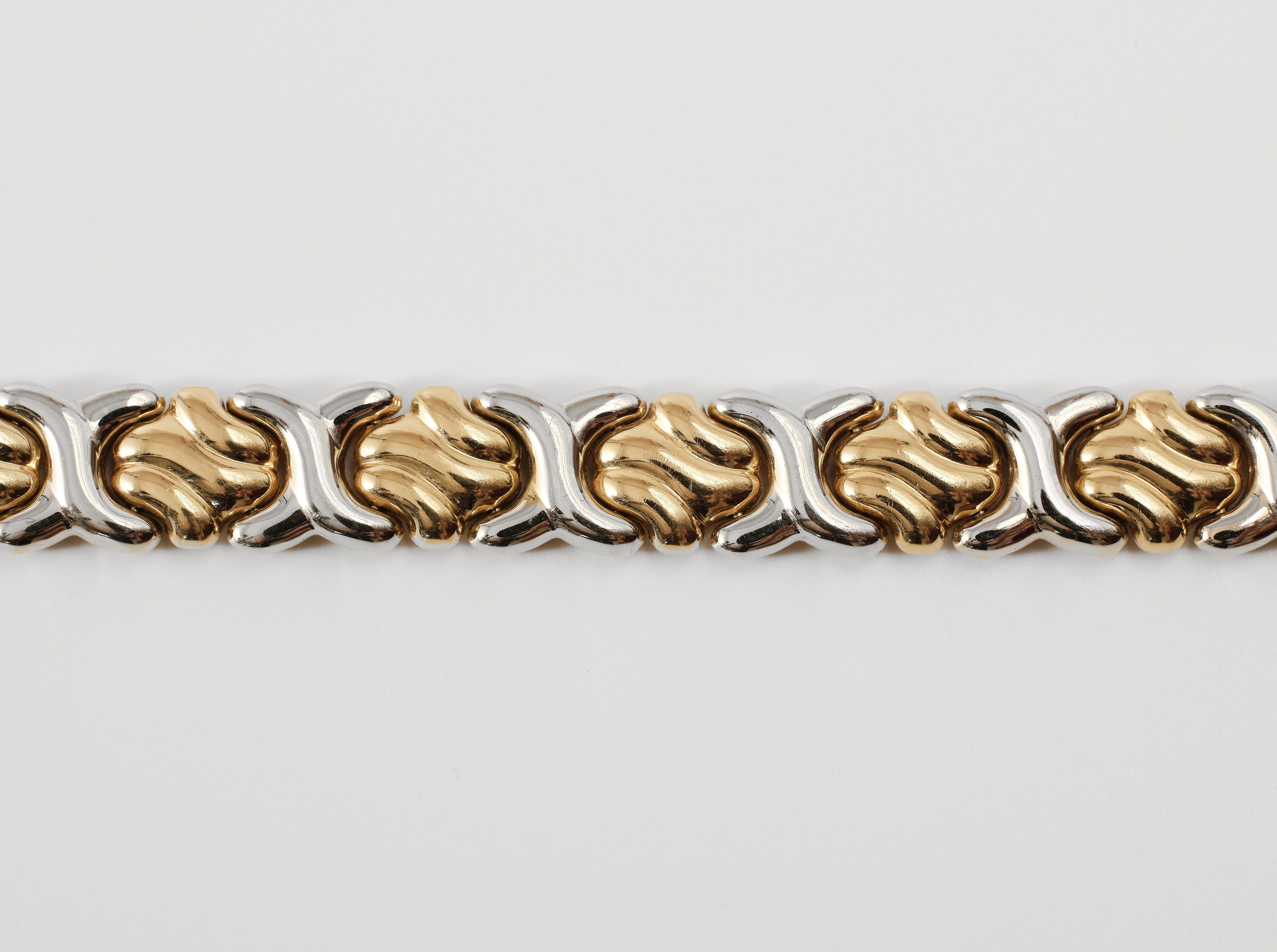 Bracciale a maglie Carl Link degli anni '90, bicolore, in oro 18 carati In condizioni buone in vendita a Malmö, Skåne län