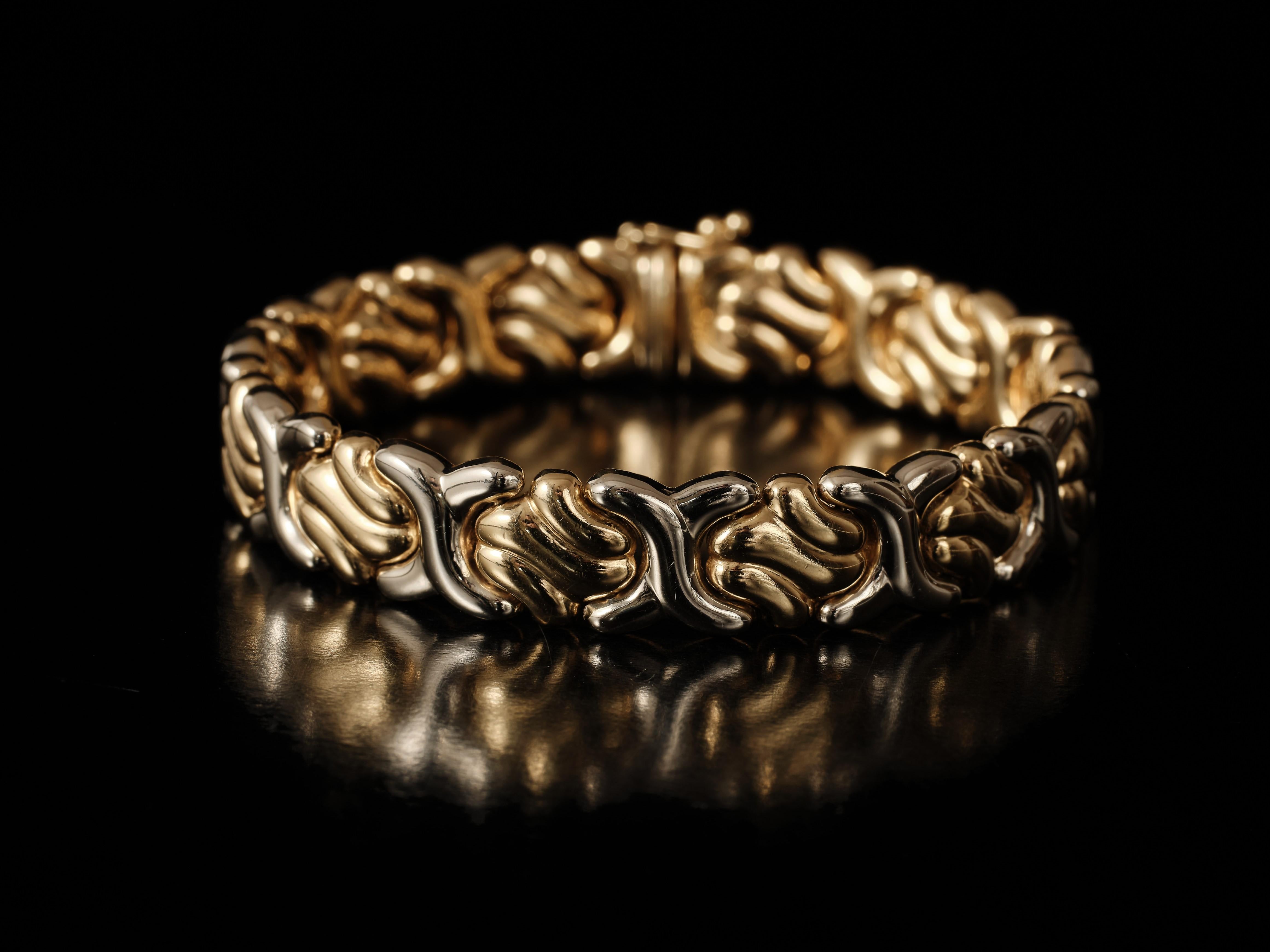 Carl Bucherer, bracelet à maillons vintage en or 18 carats deux couleurs, années 1990 en vente 2