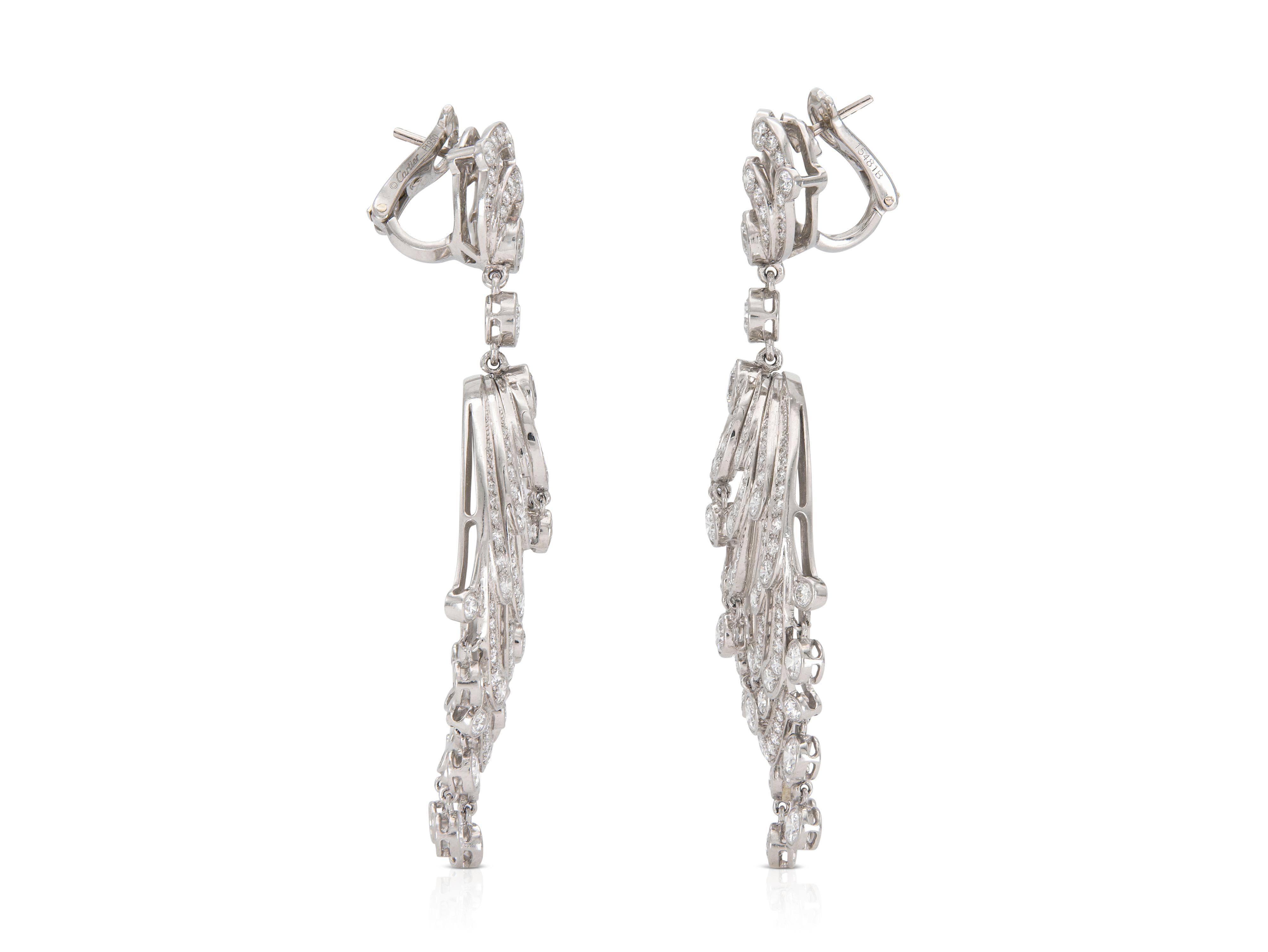 Pendientes araña de diamantes Cartier vintage de los años 90 de 12,50 quilates Corte redondo en venta