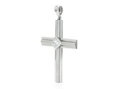 Vintage 1990s Cartier 1.75 Carat Princess Cut Diamond and Platinum Cross Pendant