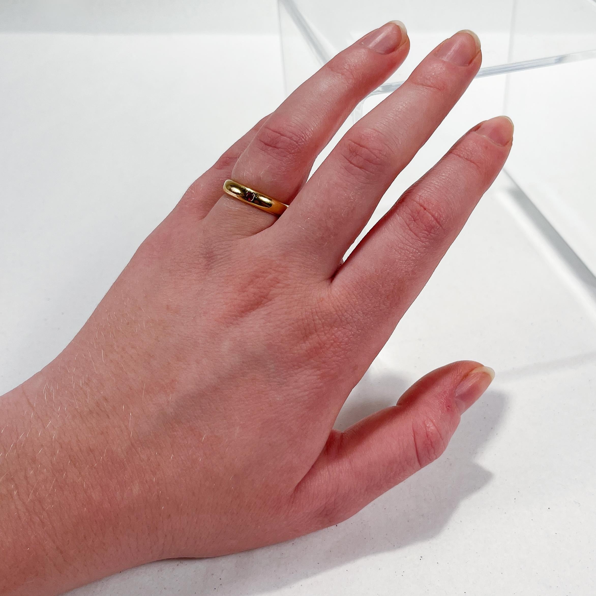 Women's or Men's Vintage 1990s Cartier 18 Karat Gold & Ruby 'Stella' Band Ring