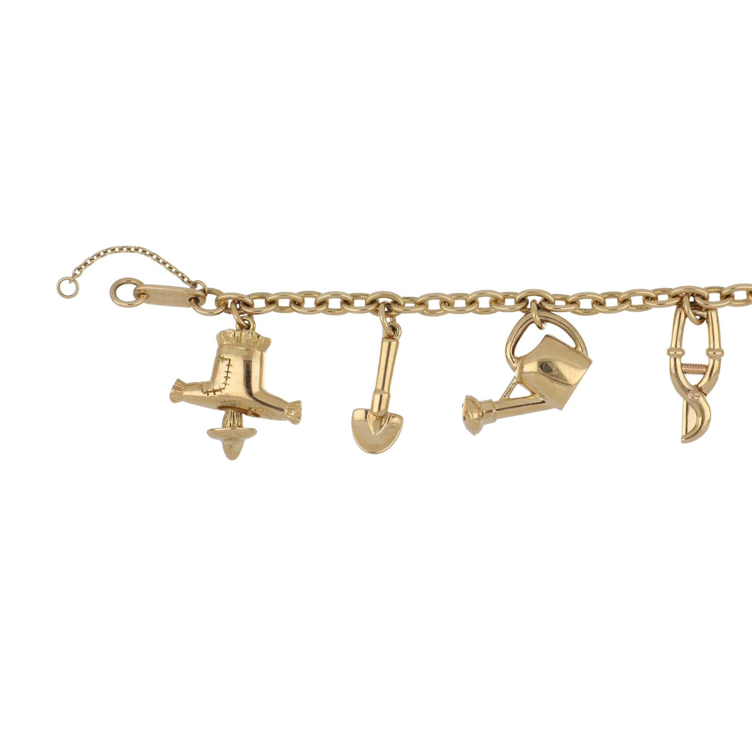 Vintage 1990s Cartier 18K Gold Gardening Motif Bracelet In Good Condition For Sale In Houston, TX