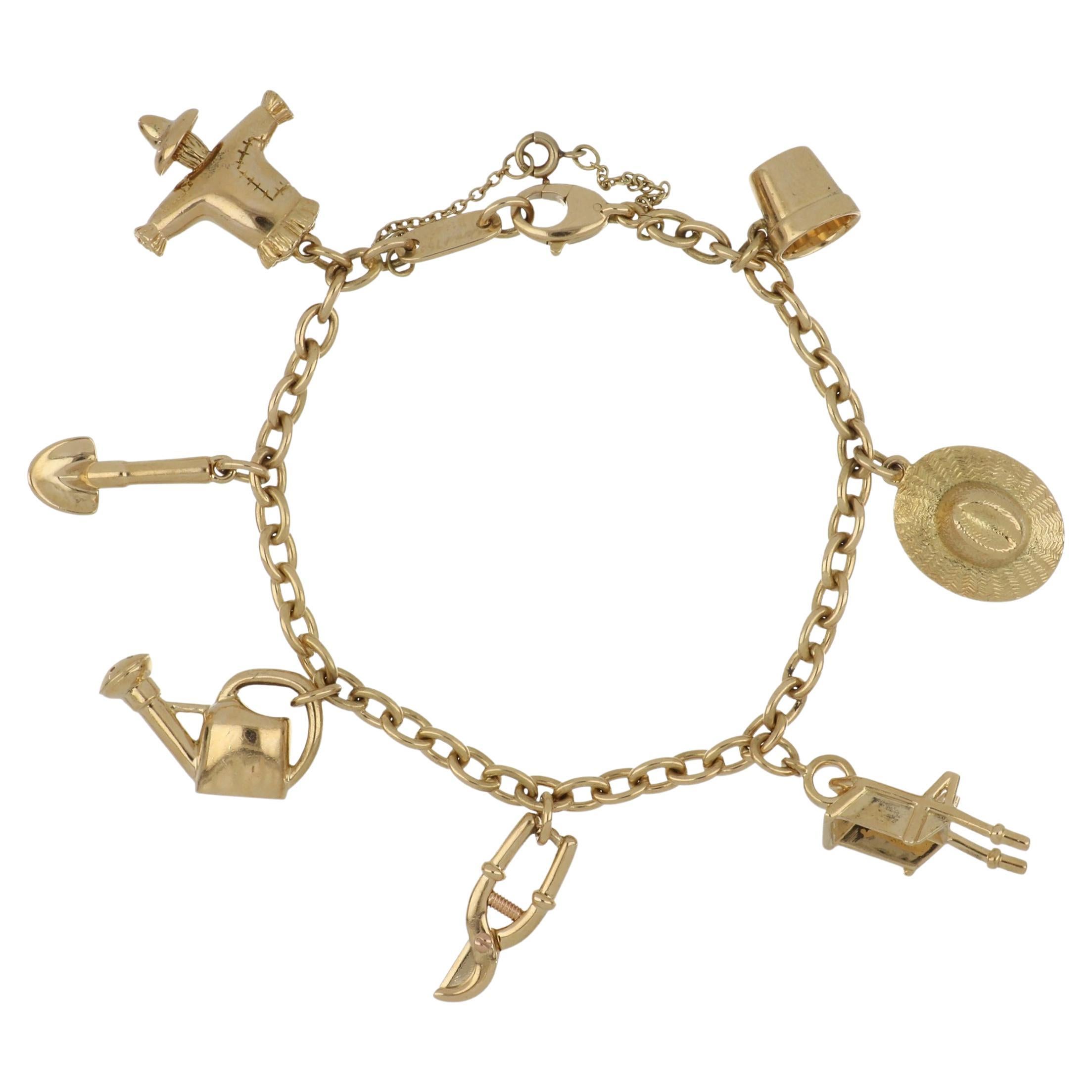 Cartier Bracelet vintage à motif de jardin en or 18 carats, années 1990 en vente
