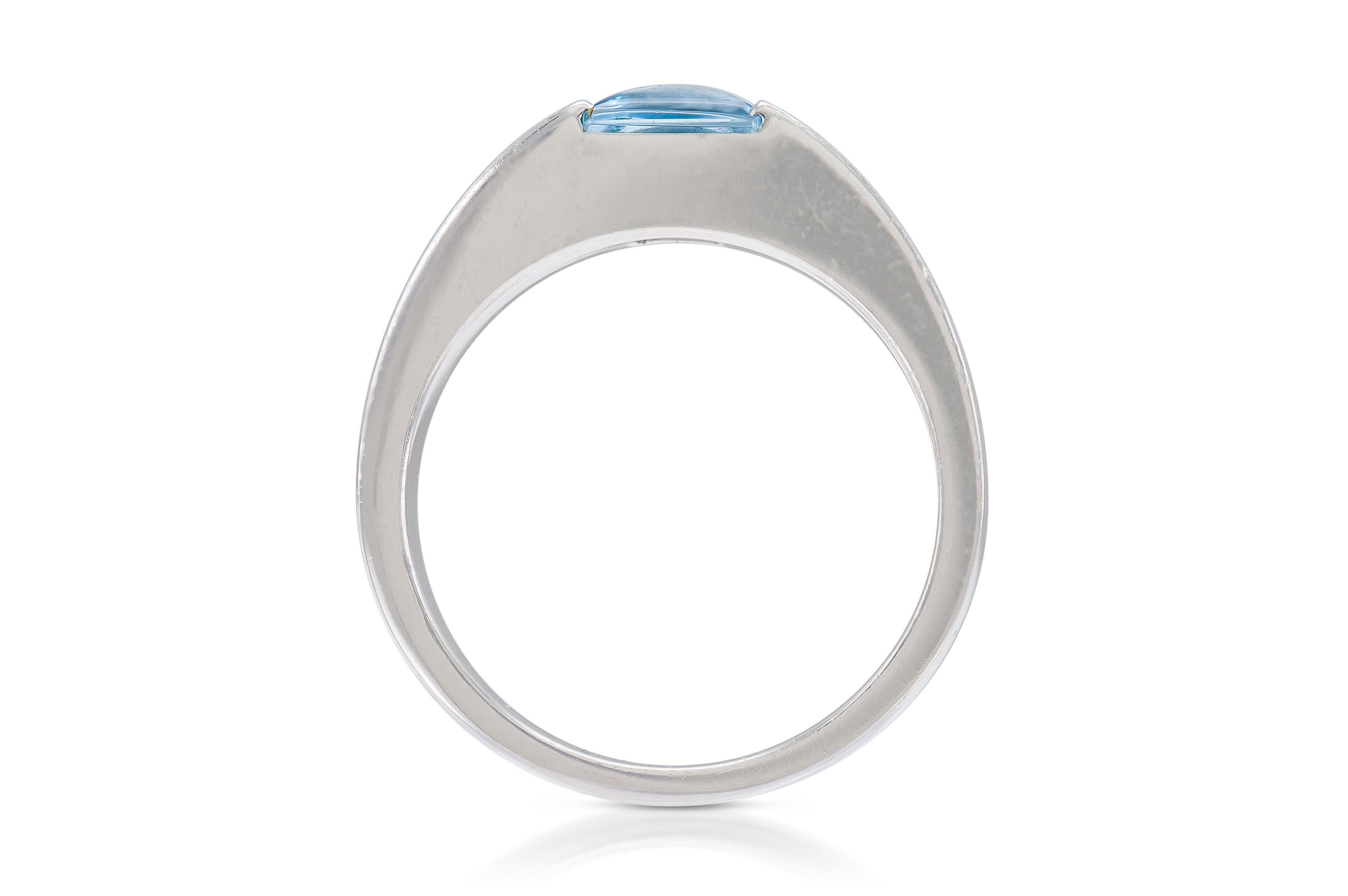 Vintage 1990er Cartier Aquamarin-Tankring mit Aquamarin im Zustand „Gut“ im Angebot in New York, NY