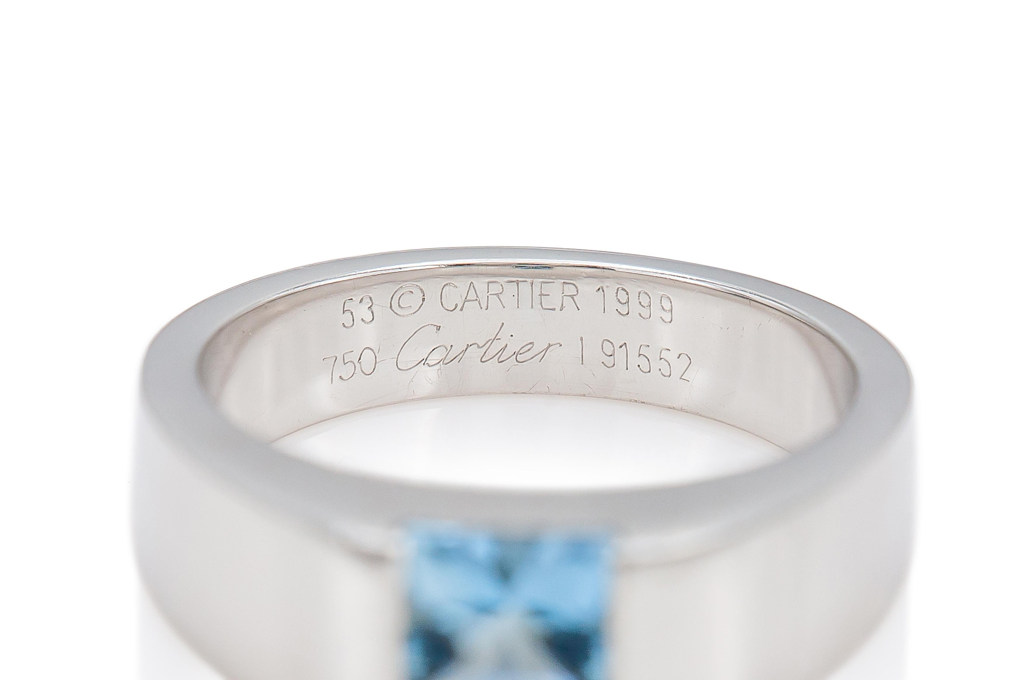 Vintage 1990er Cartier Aquamarin-Tankring mit Aquamarin Damen im Angebot