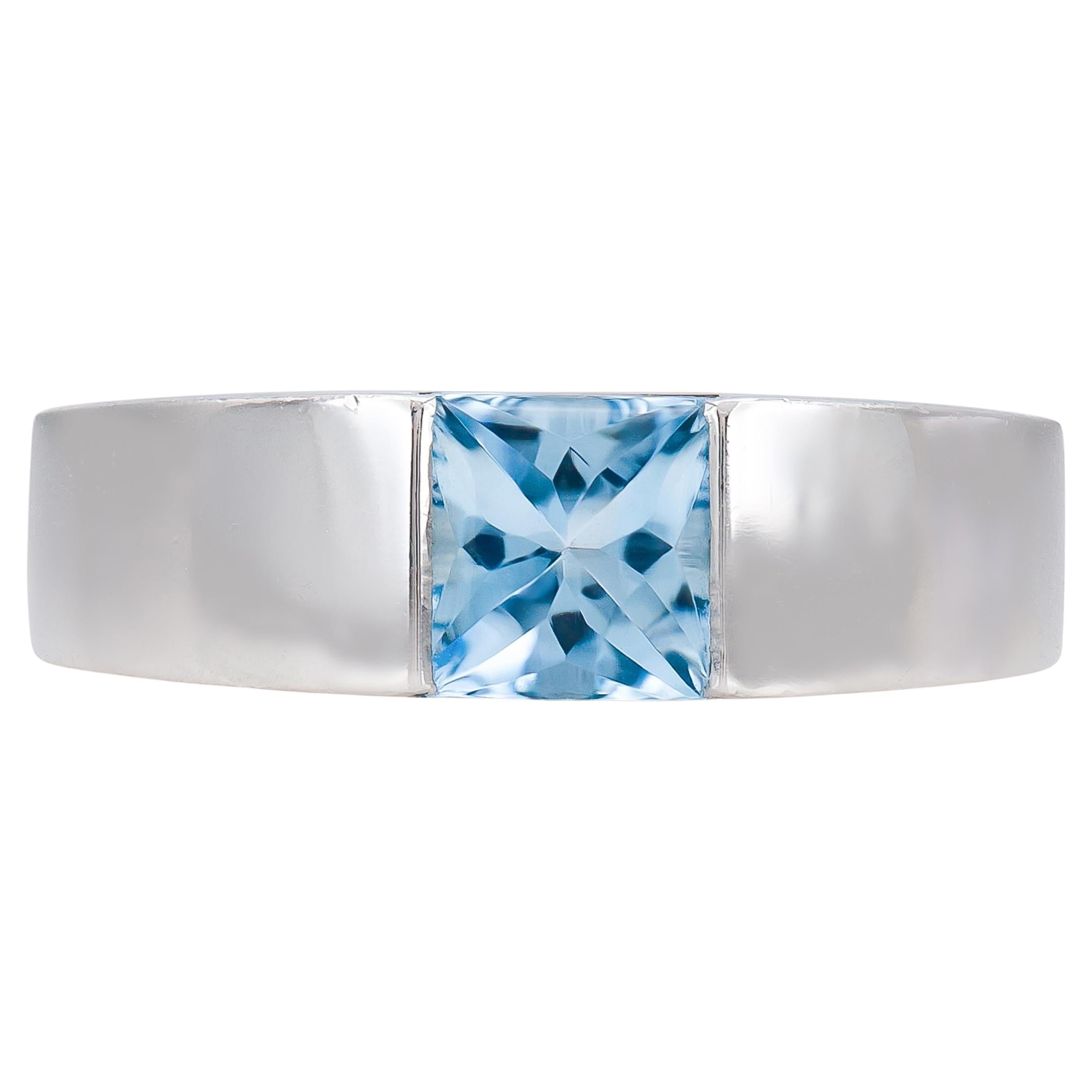 Vintage 1990s Cartier Aquamarine Tank Ring