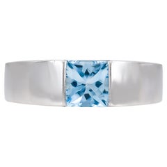 Anello serbatoio Cartier con acquamarina, vintage anni '90