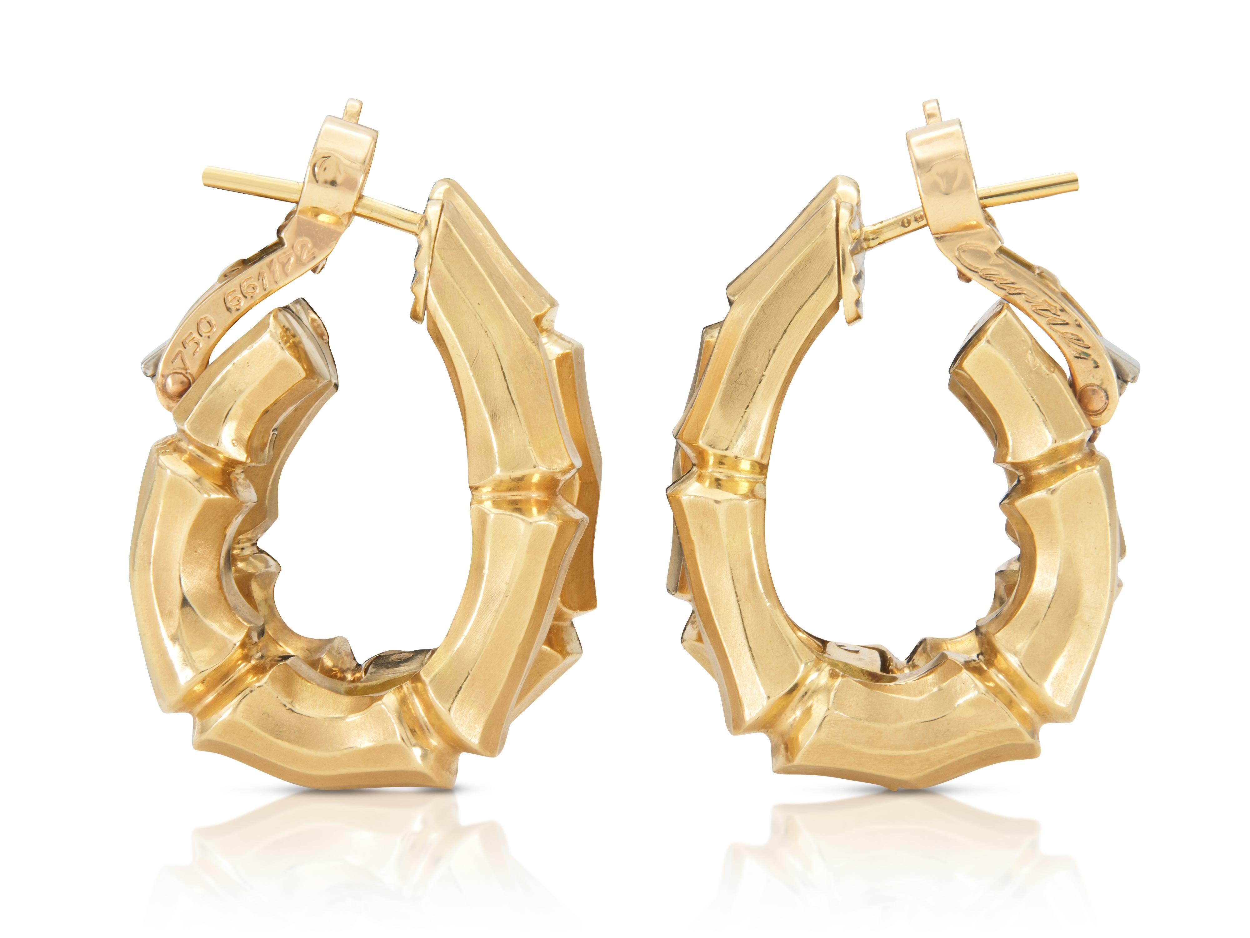 Vintage 1990er Cartier Bambus-Ohrringe, Vintage im Zustand „Gut“ im Angebot in New York, NY