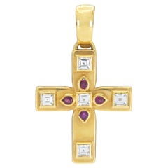 Vintage 1990s Cartier Byzantine Cross Pendant with Diamonds and Rubies Vintage 1990s Cartier Byzantine Cross Pendant with Diamonds and Rubies