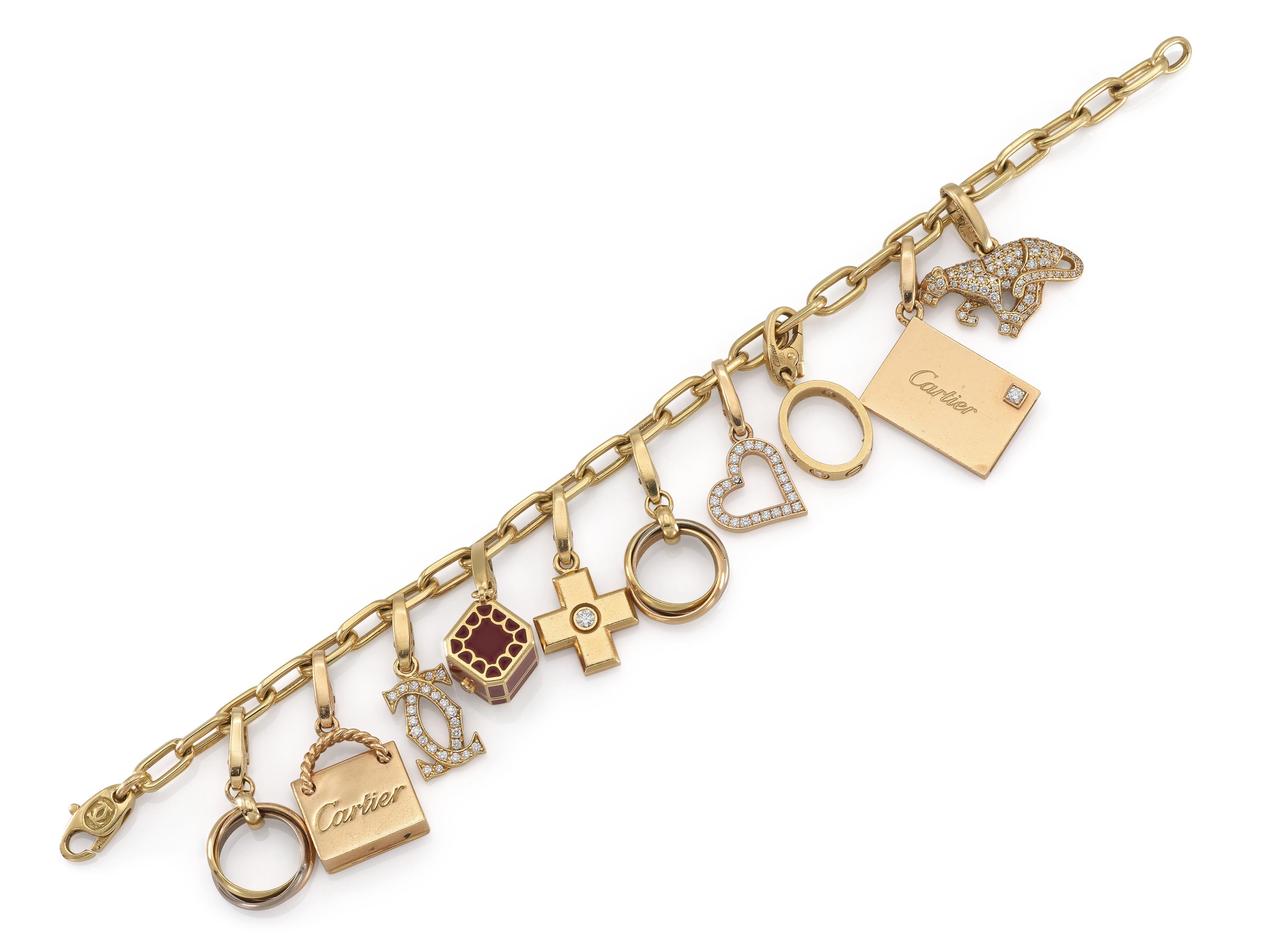 Vintage 1990s Cartier Charm Bracelet In Good Condition For Sale In New York, NY