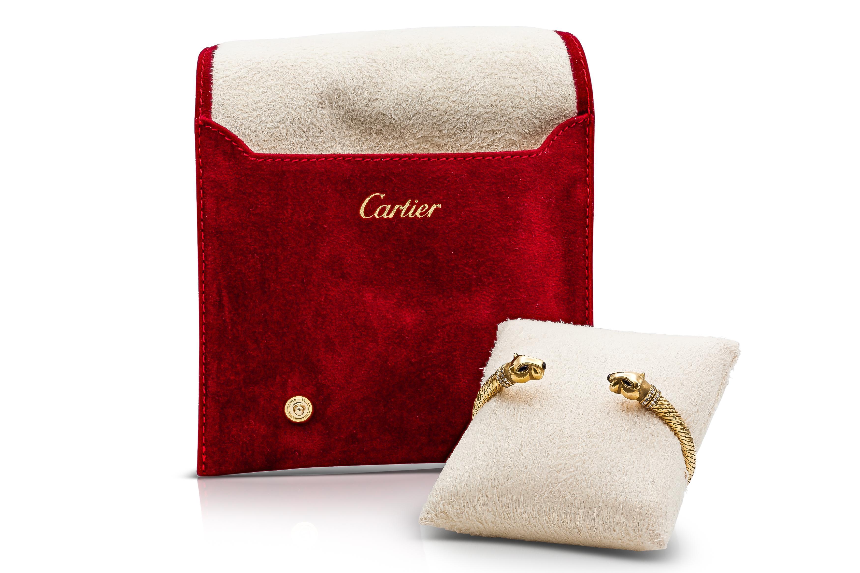 Taille Marquise Cartier Bracelet panthère à double tête vintage des années 1990 en vente
